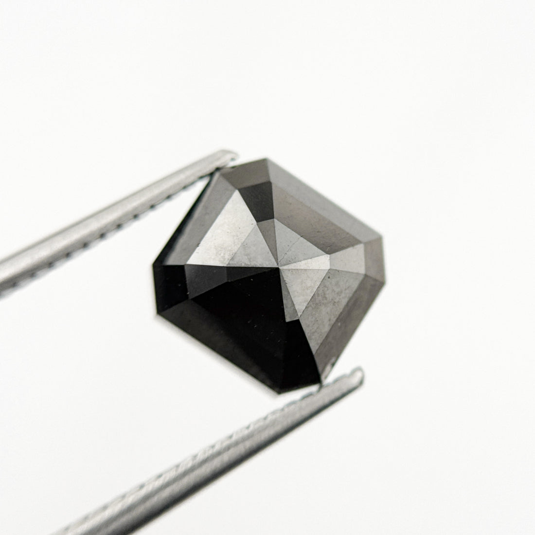 4.51 Ct Emerald Rose Cut Black Natural Salt and Pepper Diamond