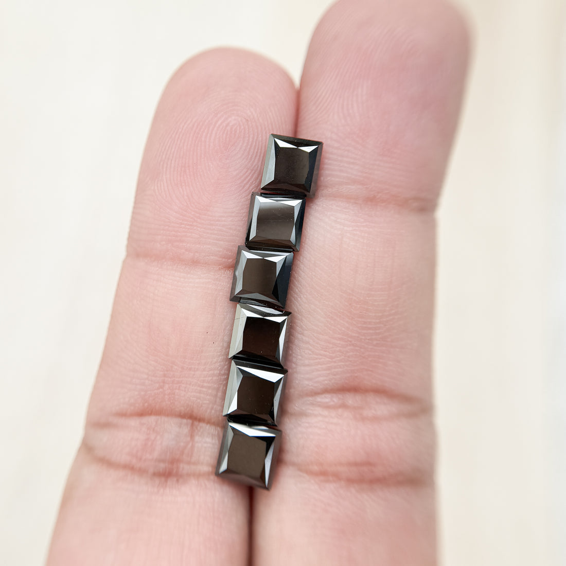 1.50 Ct Square Princess Rose Cut Black Natural Salt and Pepper Diamond