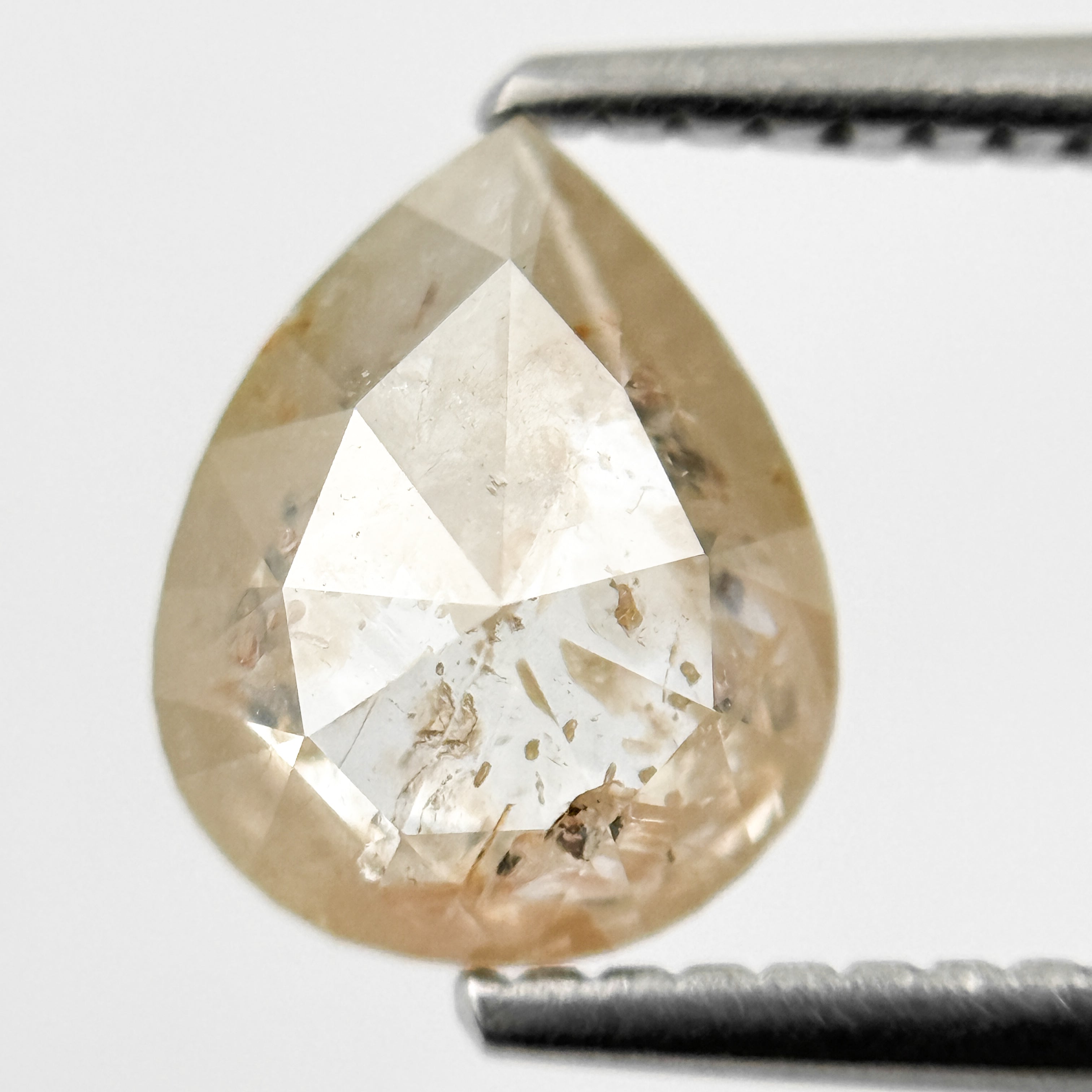 1.80 Ct Pear Rose Cut Orange Natural Salt and Pepper Diamond