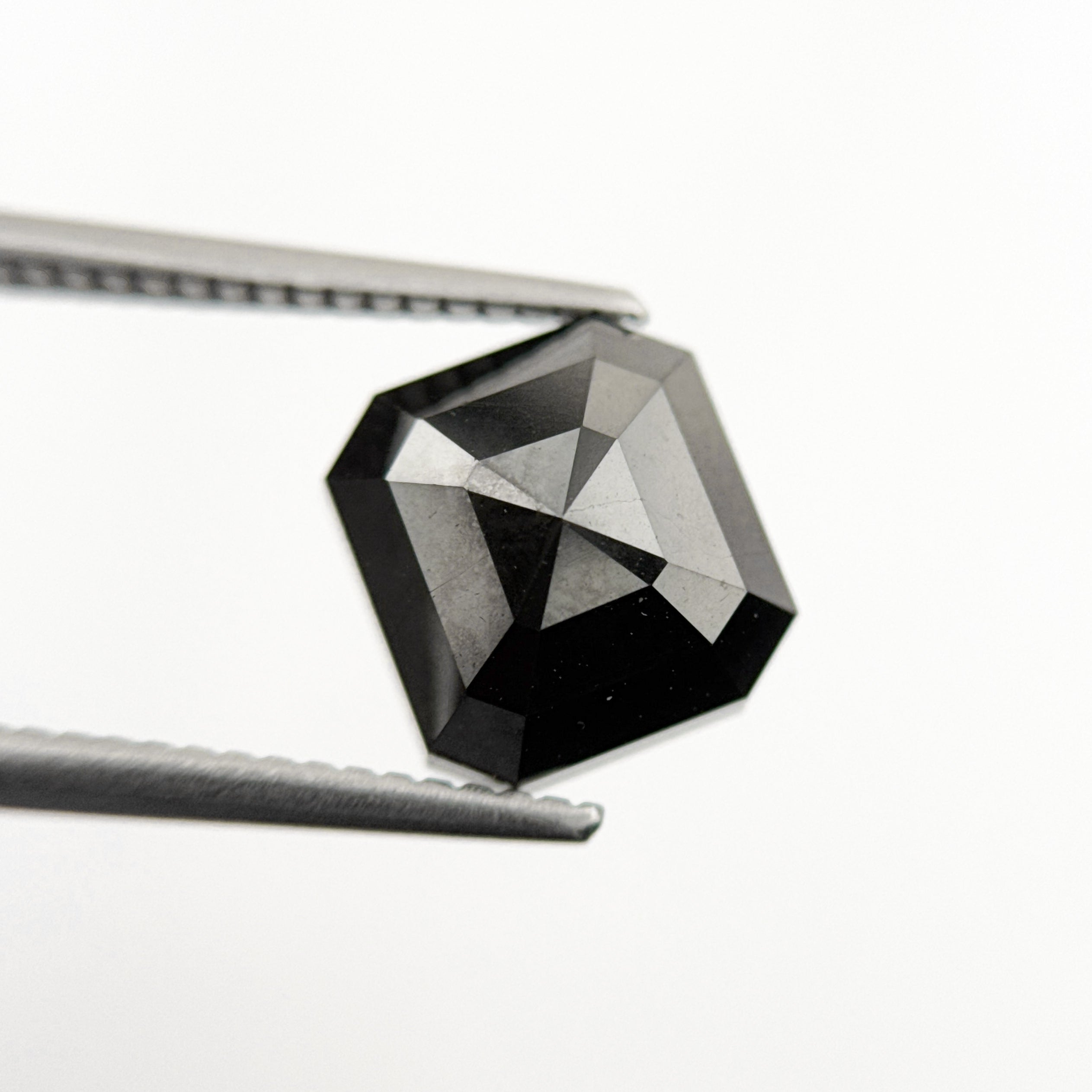4.51 Ct Emerald Rose Cut Black Natural Salt and Pepper Diamond