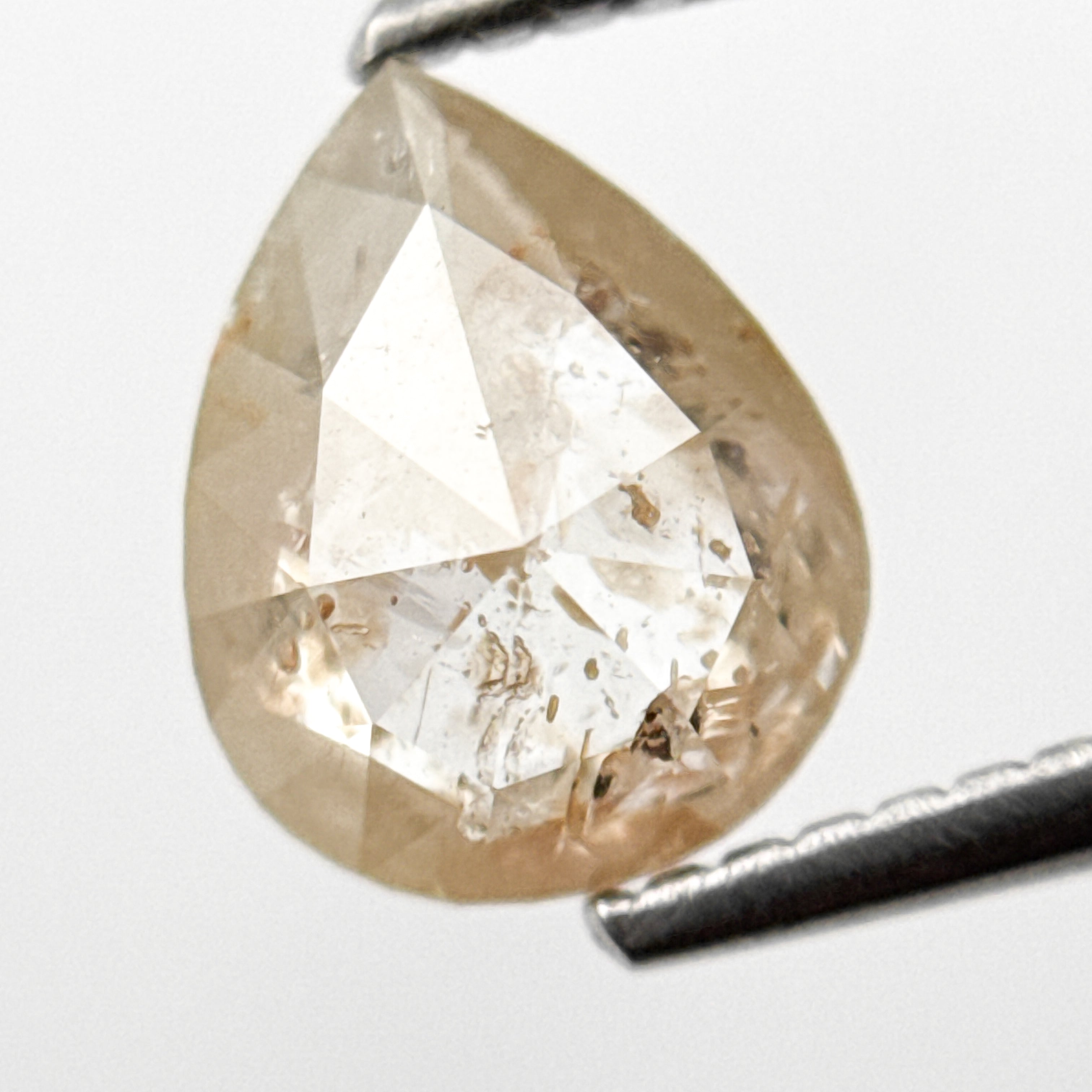 1.80 Ct Pear Rose Cut Orange Natural Salt and Pepper Diamond