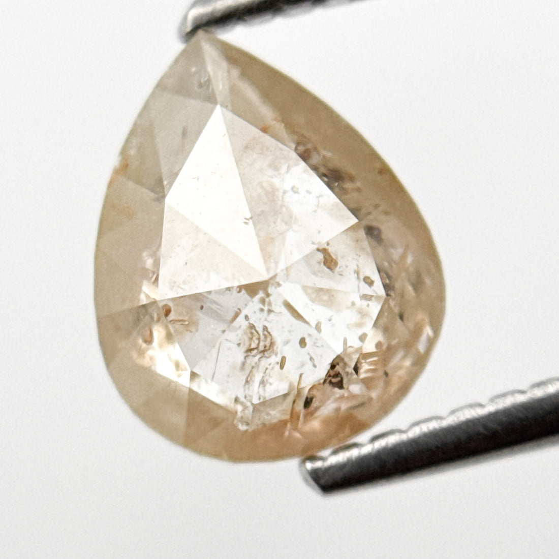 1.80 Ct Pear Rose Cut Orange Natural Salt and Pepper Diamond