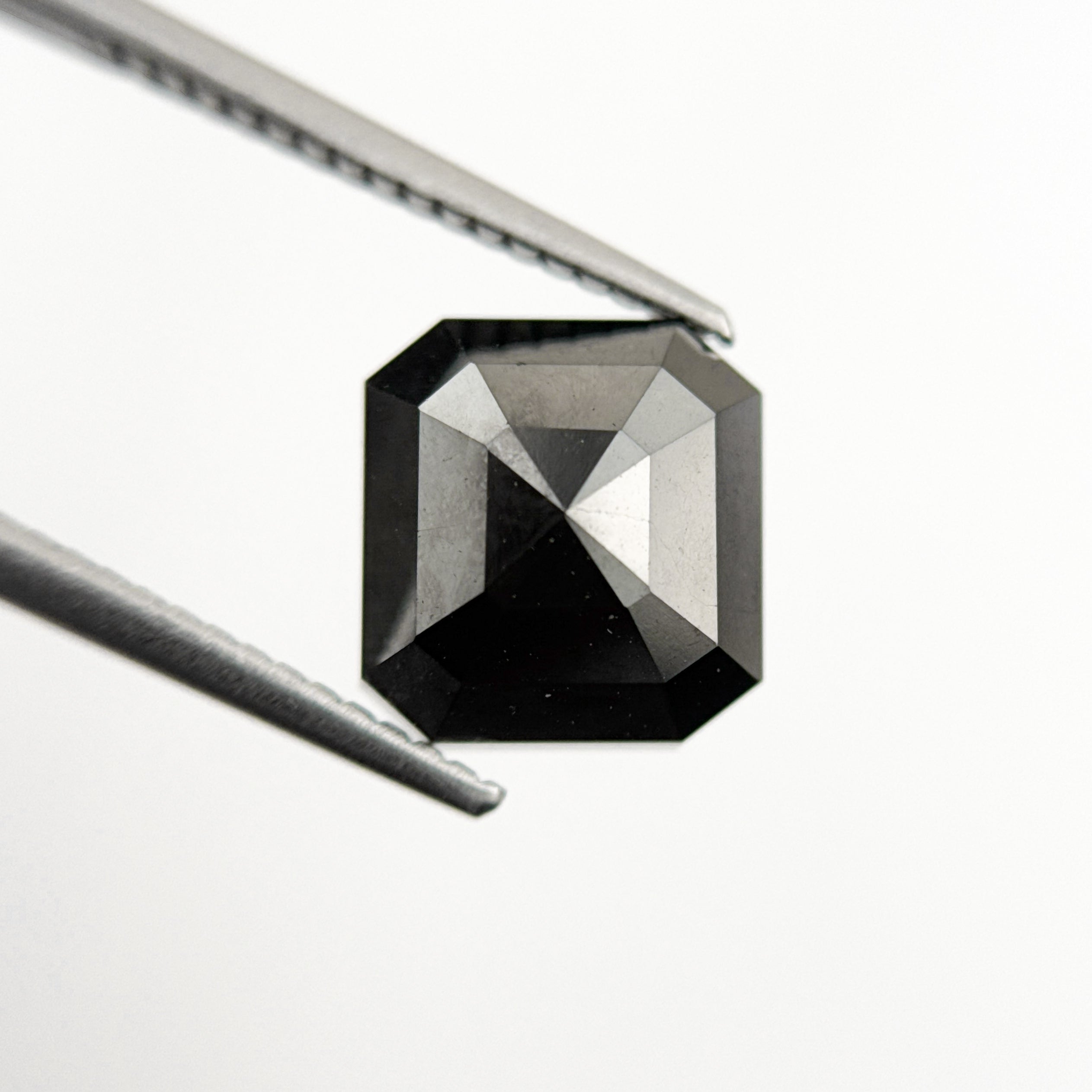 4.51 Ct Emerald Rose Cut Black Natural Salt and Pepper Diamond