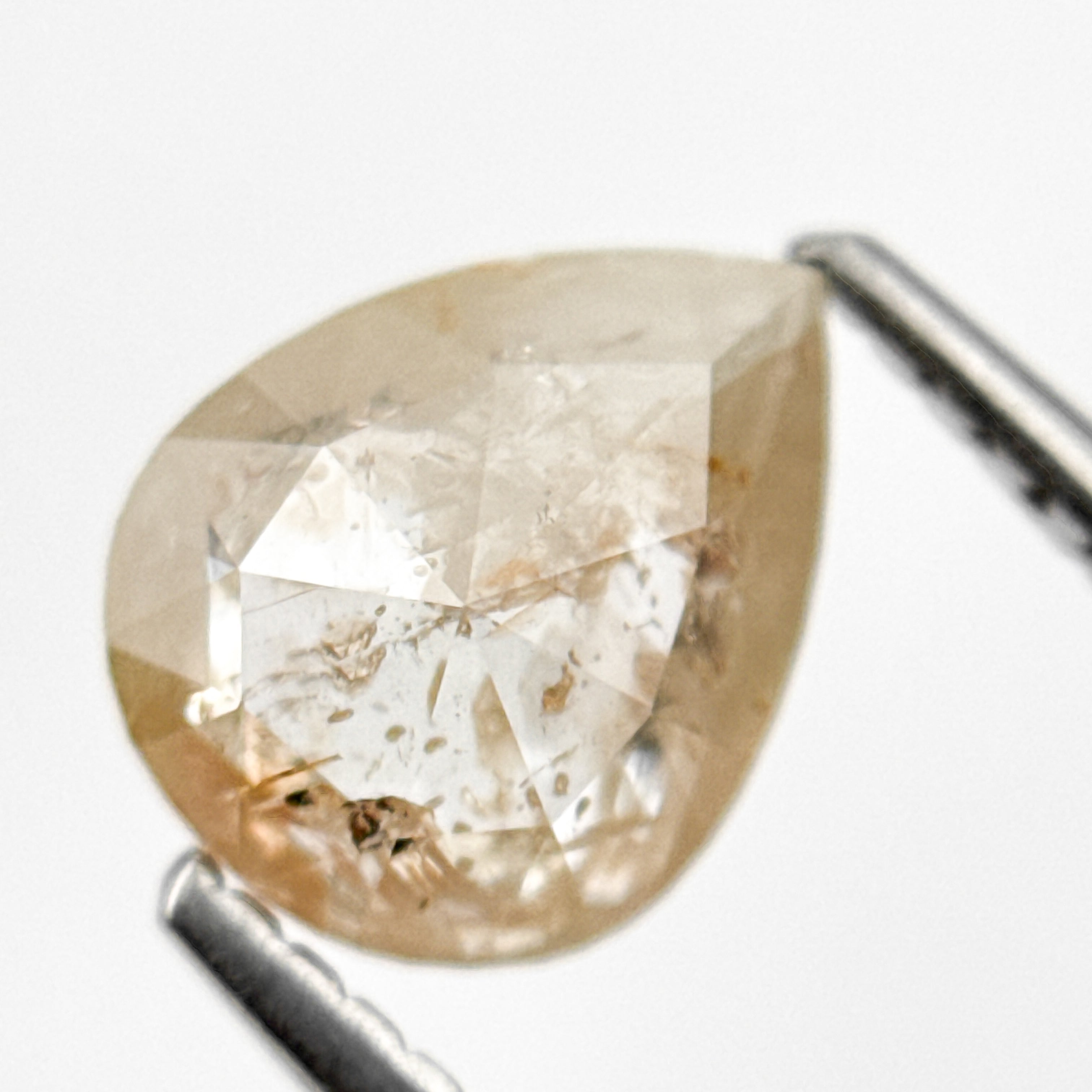 1.80 Ct Pear Rose Cut Orange Natural Salt and Pepper Diamond