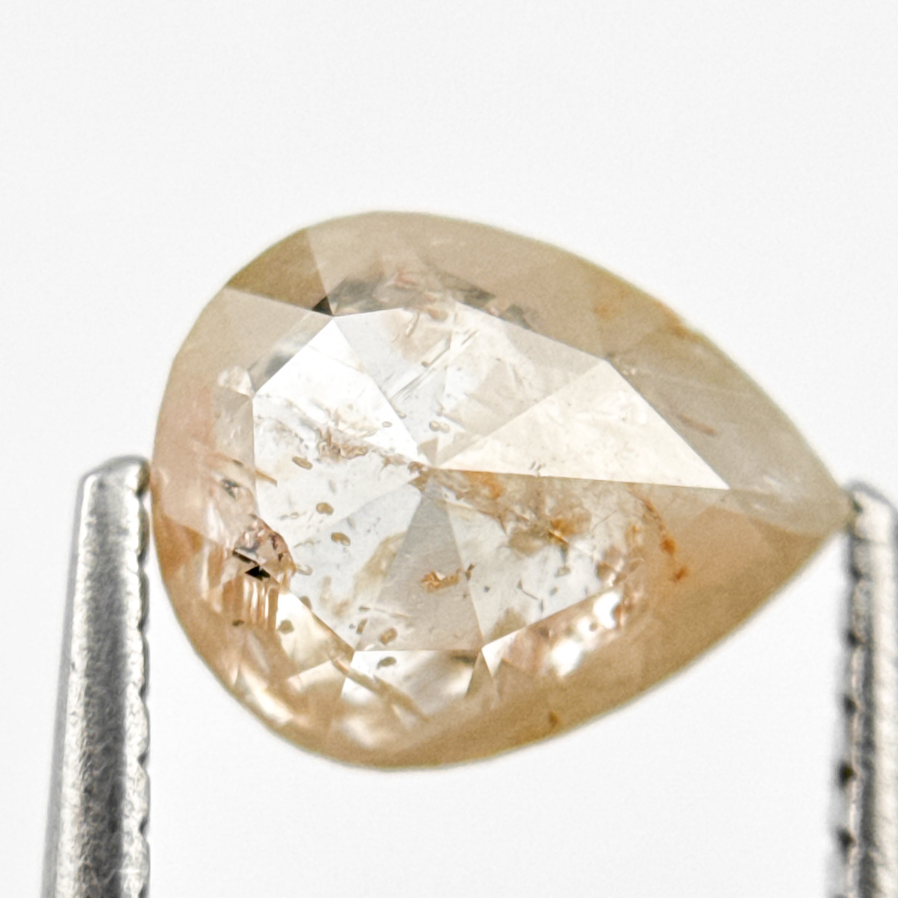 1.80 Ct Pear Rose Cut Orange Natural Salt and Pepper Diamond