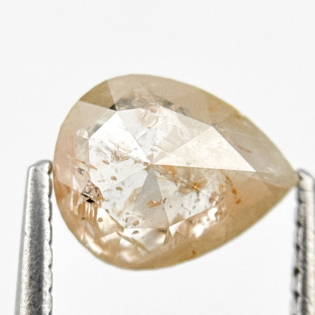 1.80 Ct Pear Rose Cut Orange Natural Salt and Pepper Diamond
