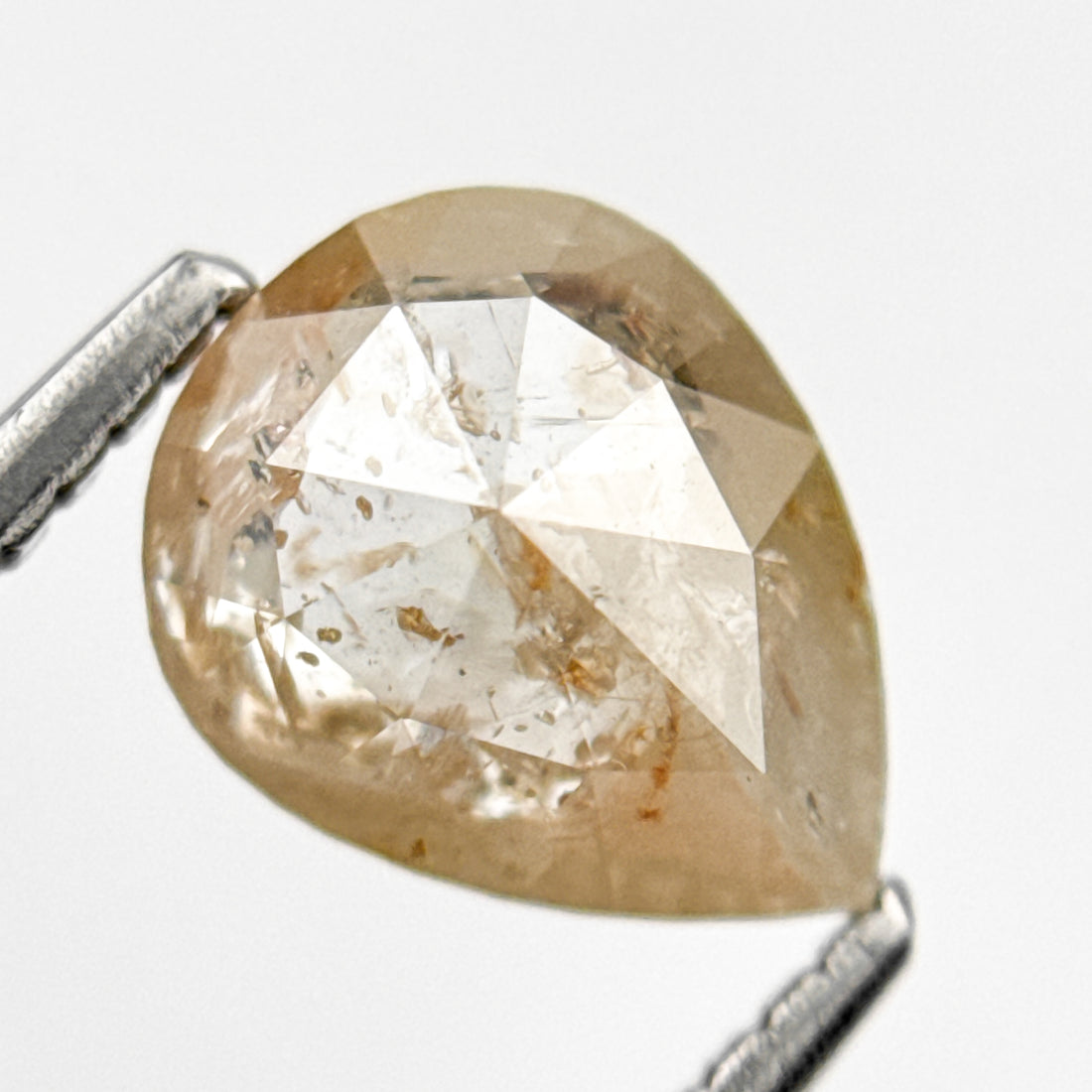 1.80 Ct Pear Rose Cut Orange Natural Salt and Pepper Diamond