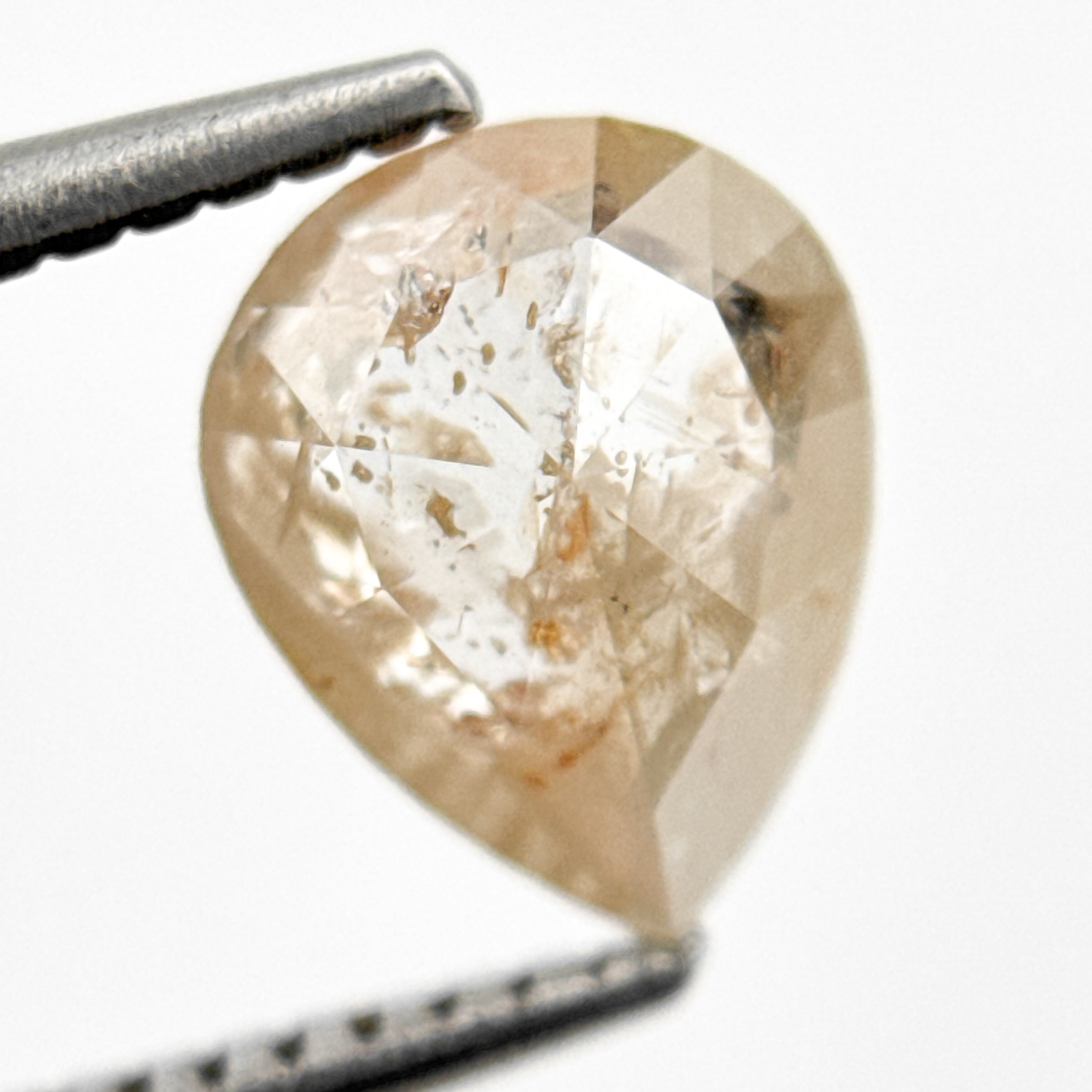 1.80 Ct Pear Rose Cut Orange Natural Salt and Pepper Diamond