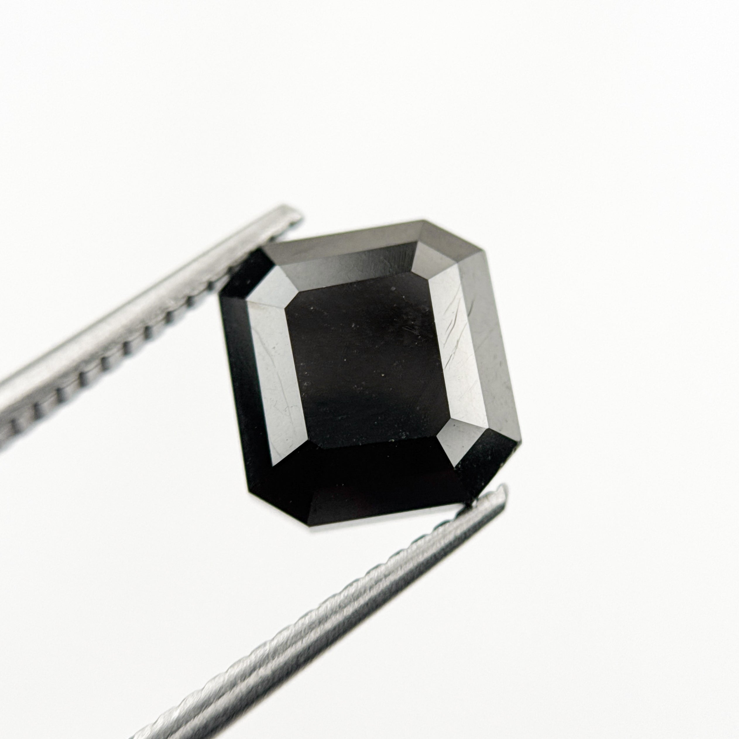 4.51 Ct Emerald Rose Cut Black Natural Salt and Pepper Diamond