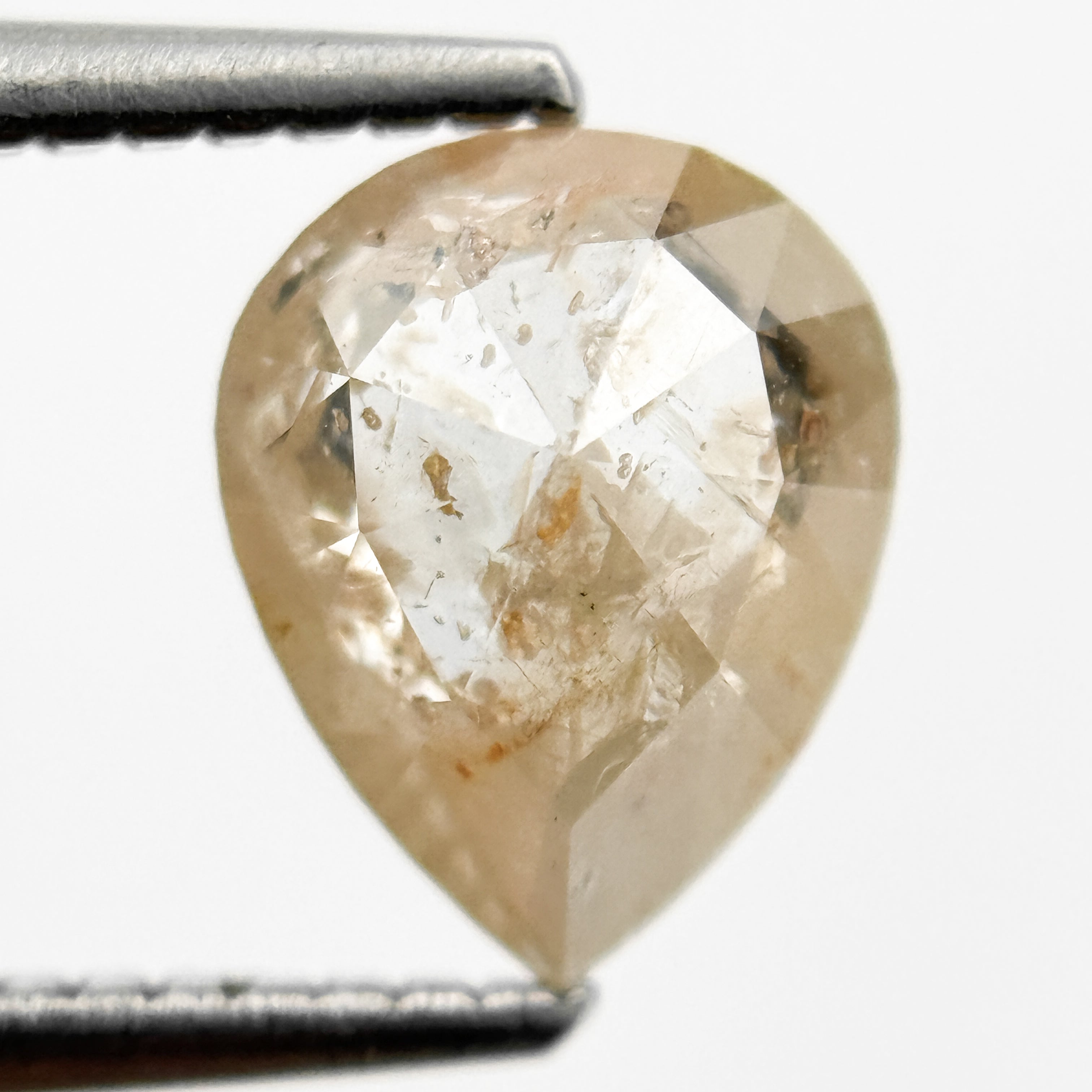 1.80 Ct Pear Rose Cut Orange Natural Salt and Pepper Diamond