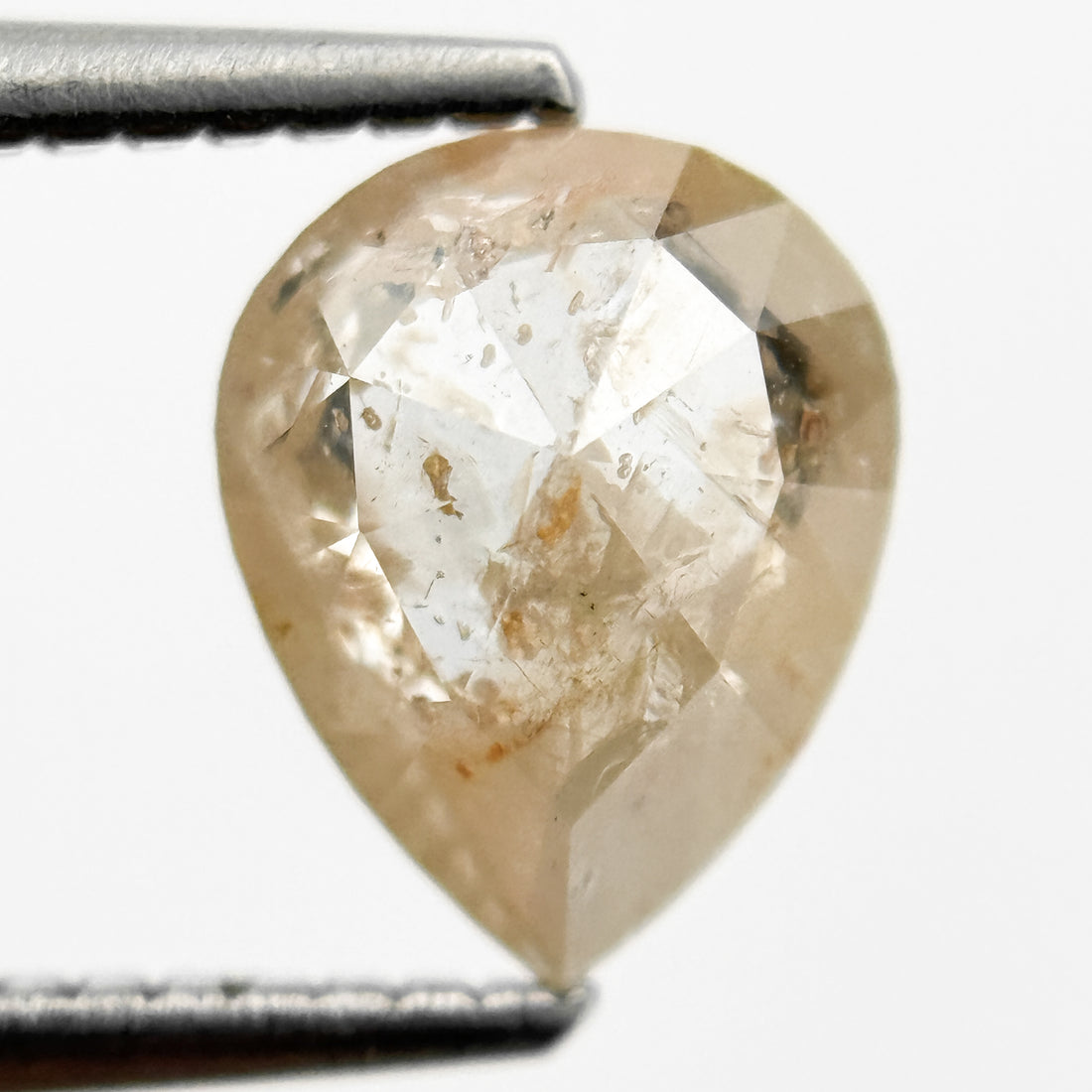 1.80 Ct Pear Rose Cut Orange Natural Salt and Pepper Diamond
