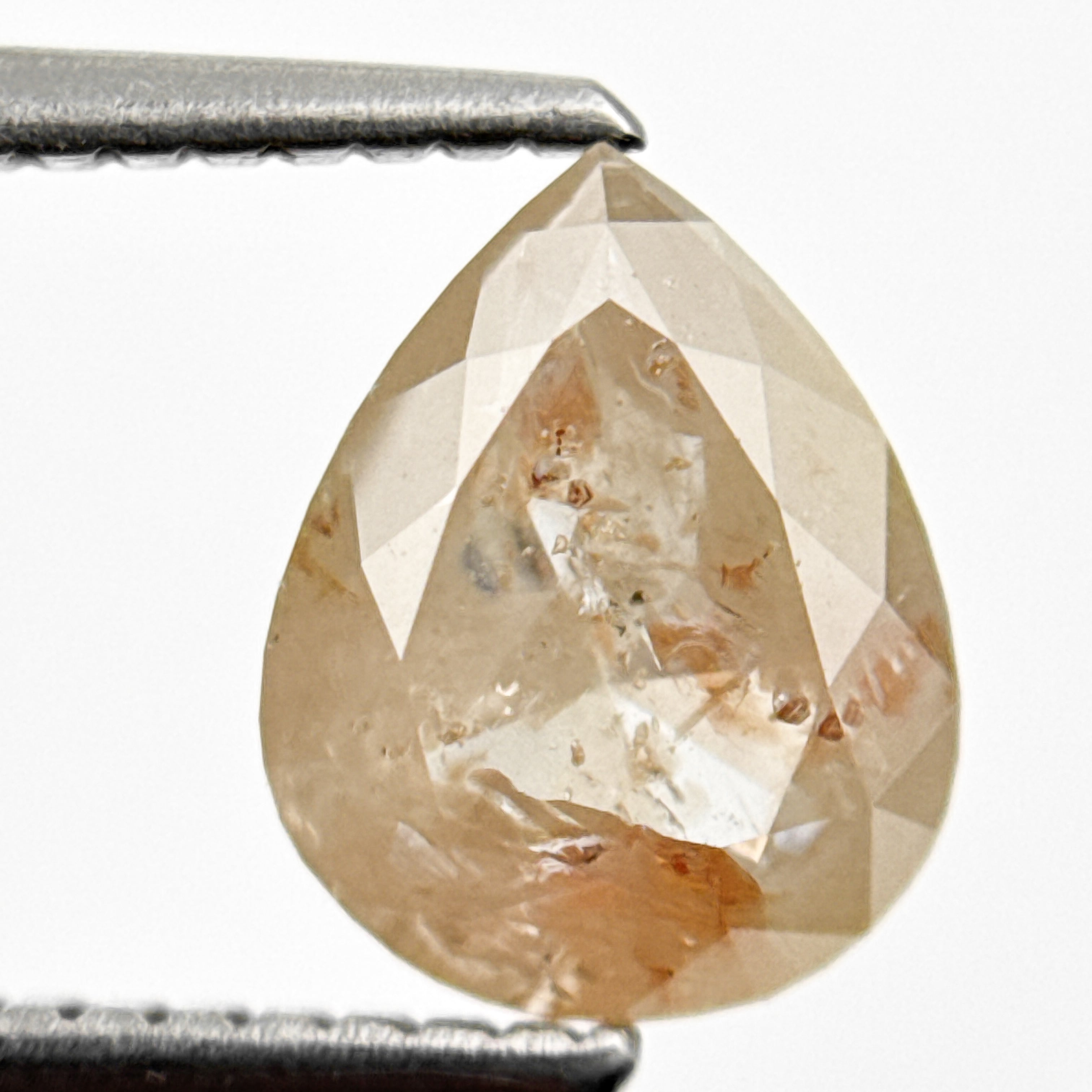 1.80 Ct Pear Rose Cut Orange Natural Salt and Pepper Diamond