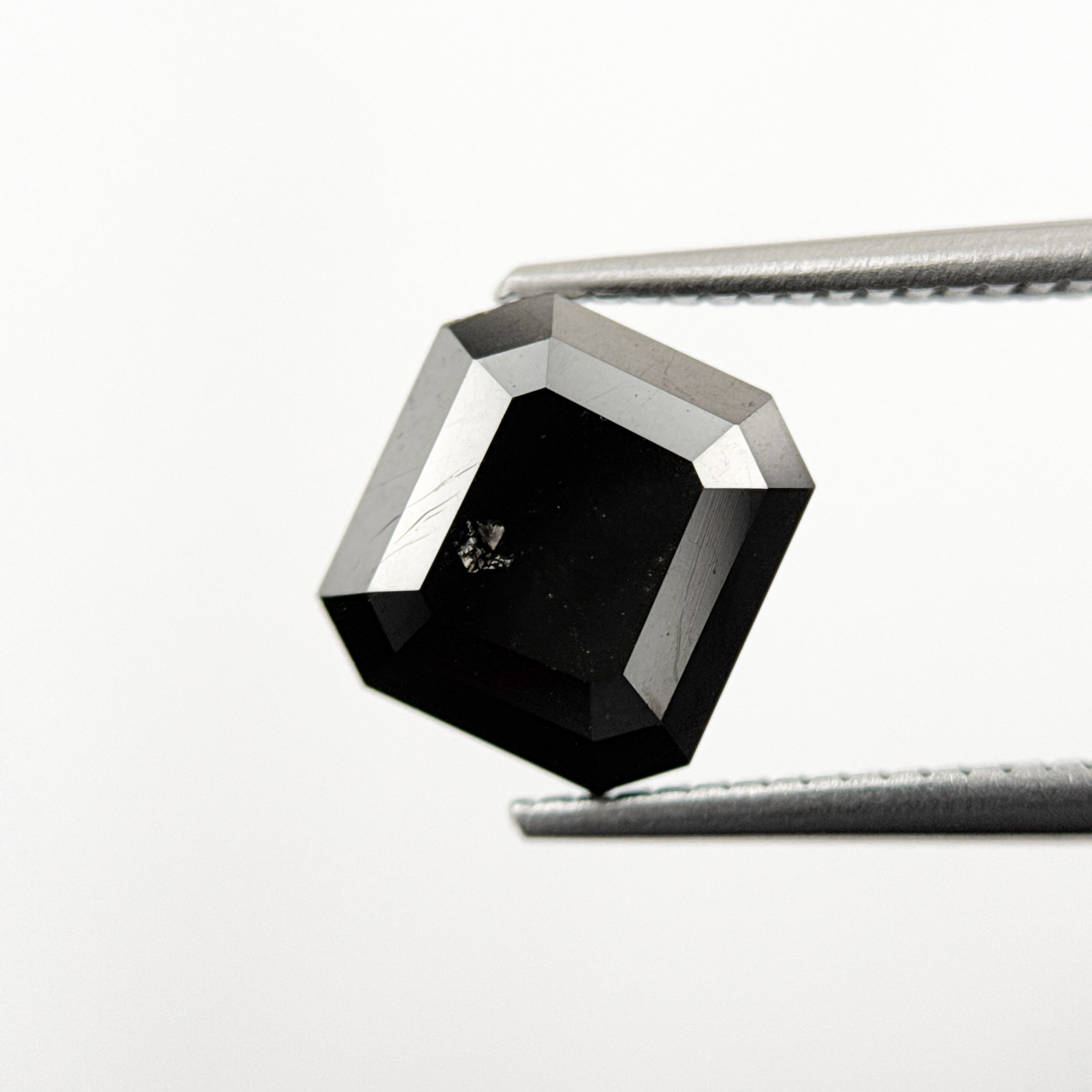 4.51 Ct Emerald Rose Cut Black Natural Salt and Pepper Diamond