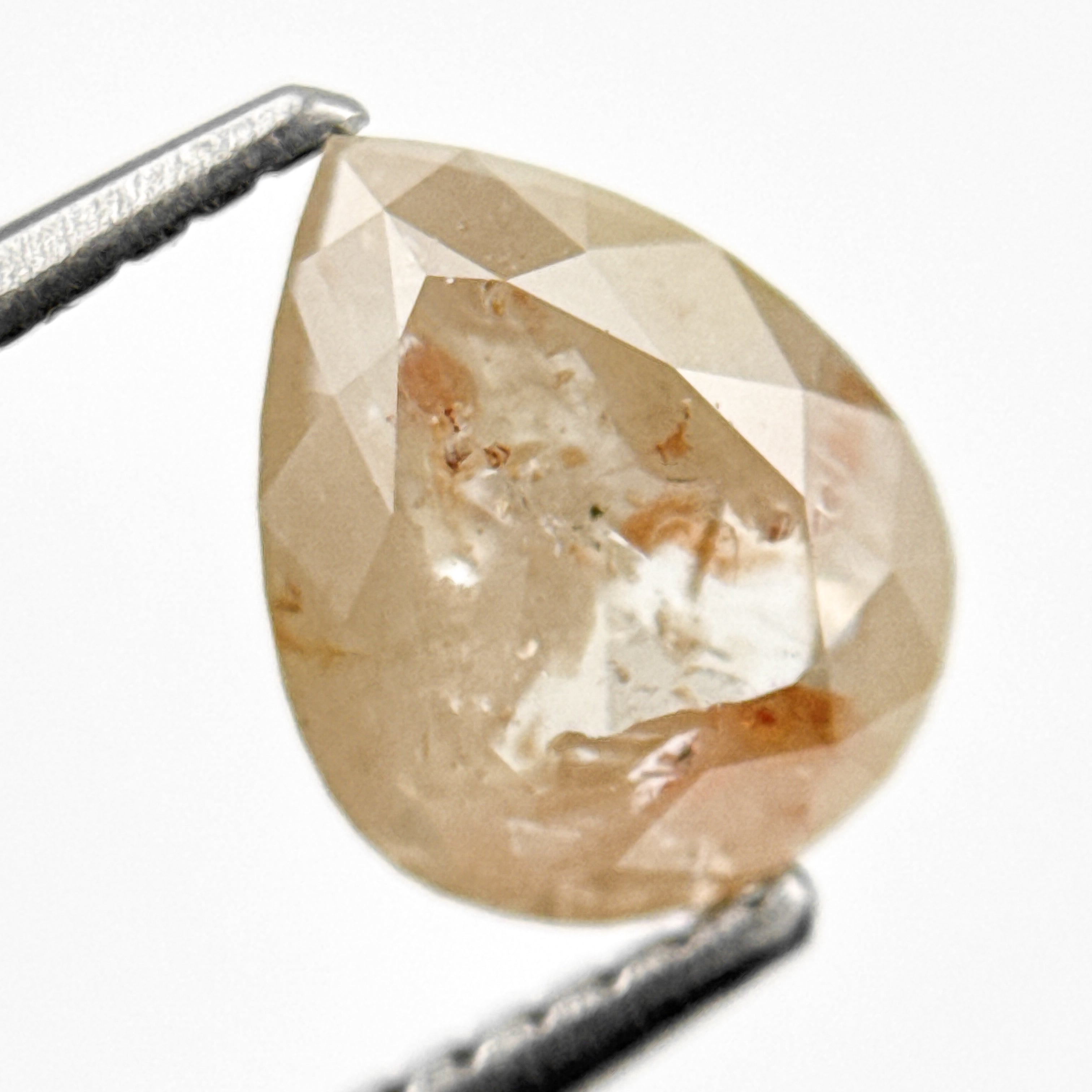 1.80 Ct Pear Rose Cut Orange Natural Salt and Pepper Diamond