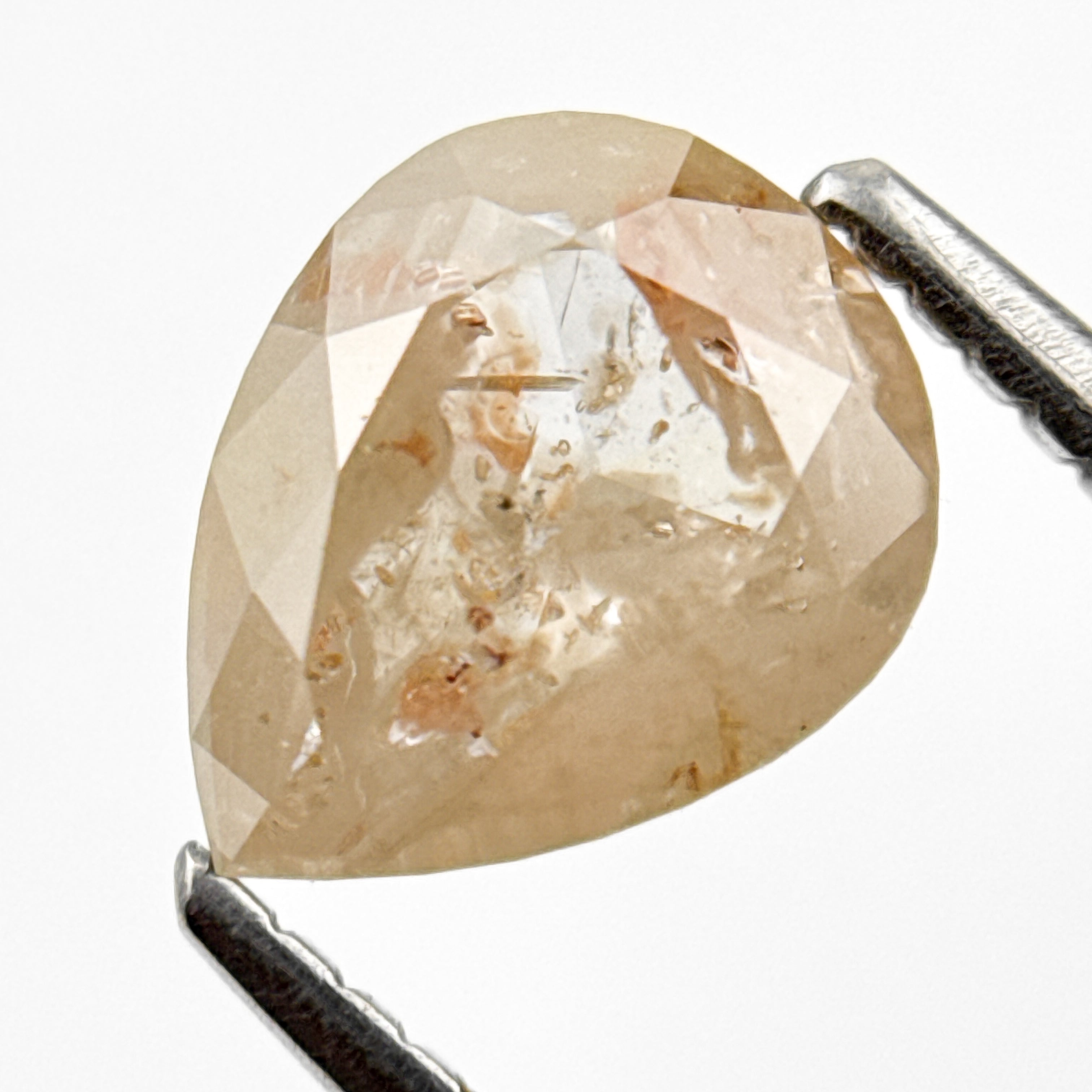 1.80 Ct Pear Rose Cut Orange Natural Salt and Pepper Diamond