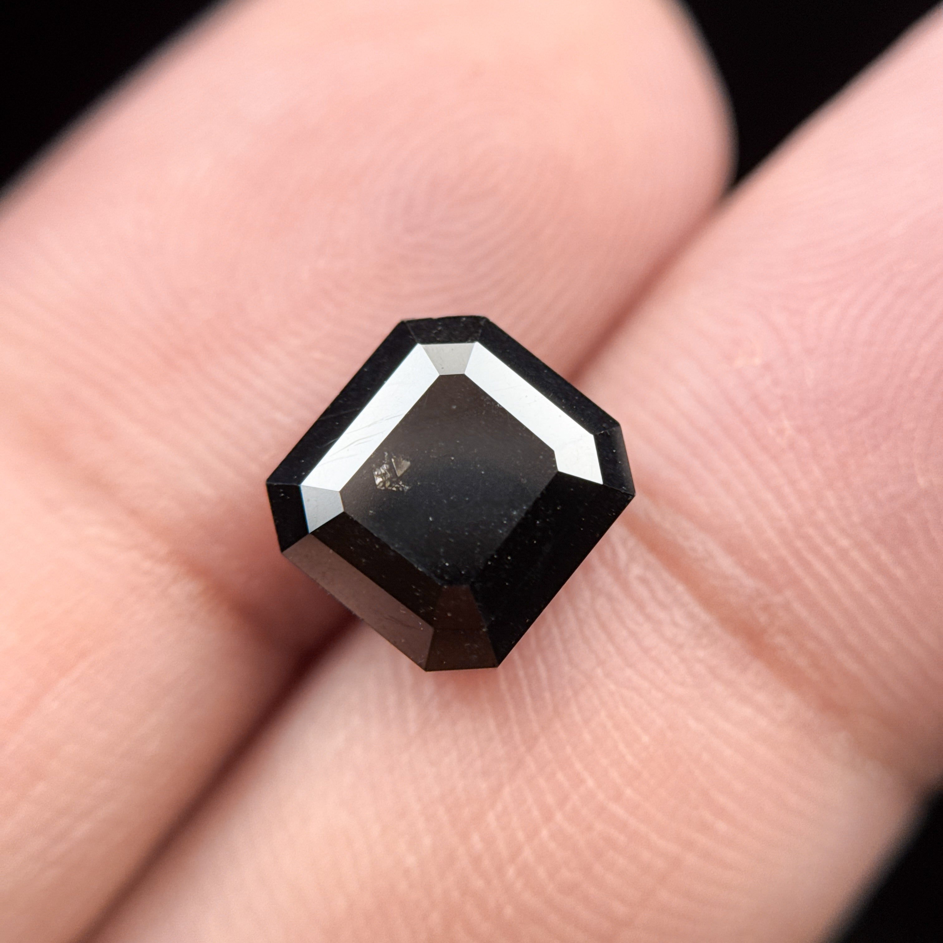 4.51 Ct Emerald Rose Cut Black Natural Salt and Pepper Diamond