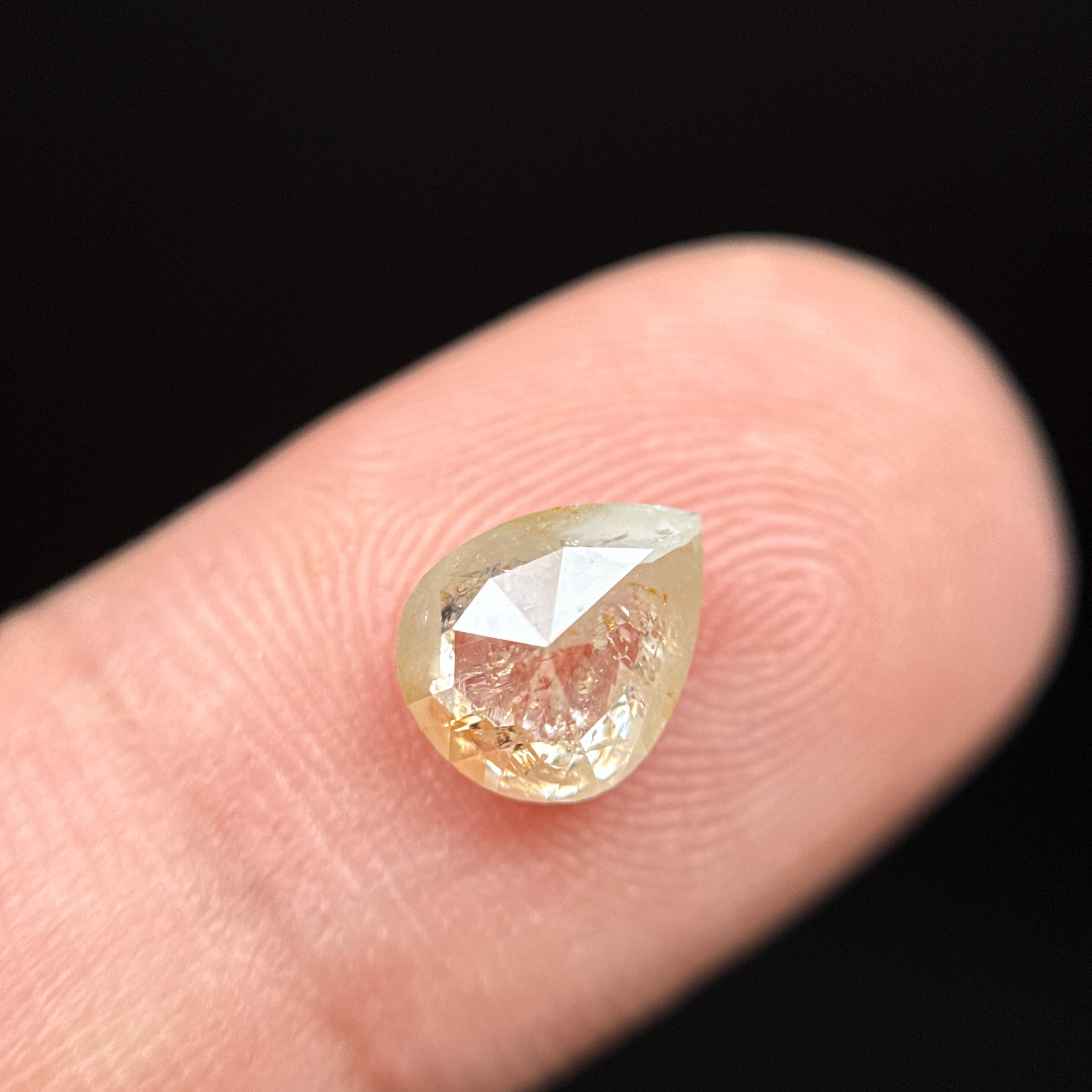 1.80 Ct Pear Rose Cut Orange Natural Salt and Pepper Diamond