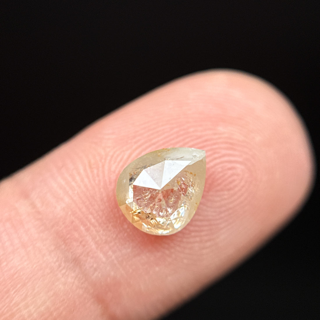 1.80 Ct Pear Rose Cut Orange Natural Salt and Pepper Diamond