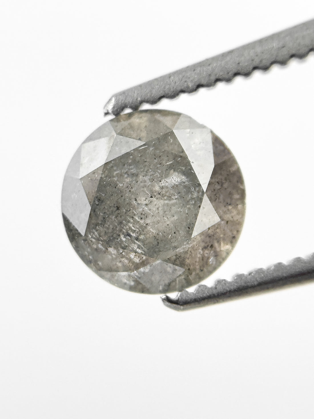 0.90 Ct Round Brilliant Cut Grey Natural Salt and Pepper Diamond
