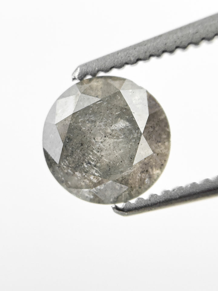 0.90 Ct Round Brilliant Cut Grey Natural Salt and Pepper Diamond