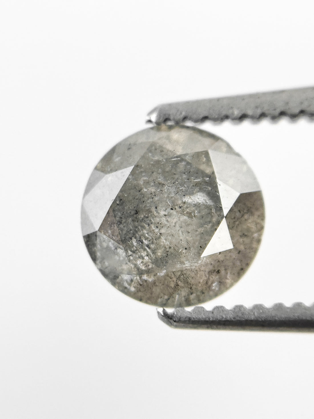 0.90 Ct Round Brilliant Cut Grey Natural Salt and Pepper Diamond