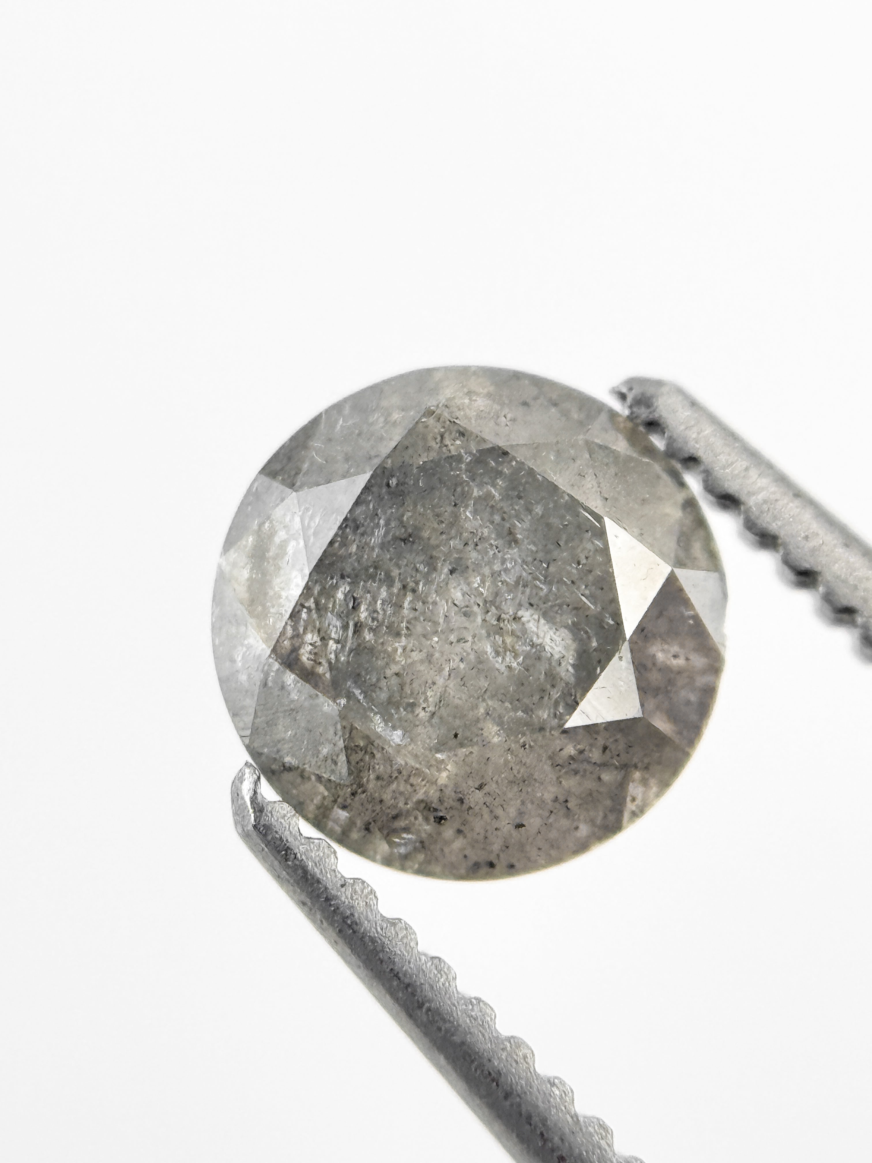 0.90 Ct Round Brilliant Cut Grey Natural Salt and Pepper Diamond
