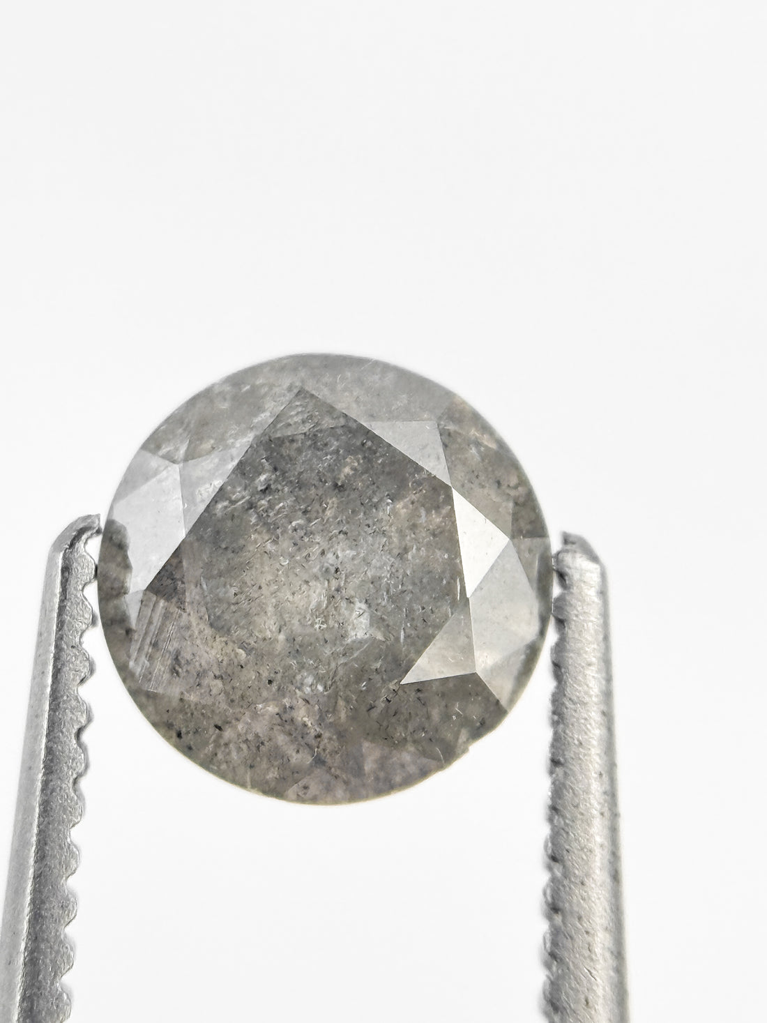 0.90 Ct Round Brilliant Cut Grey Natural Salt and Pepper Diamond