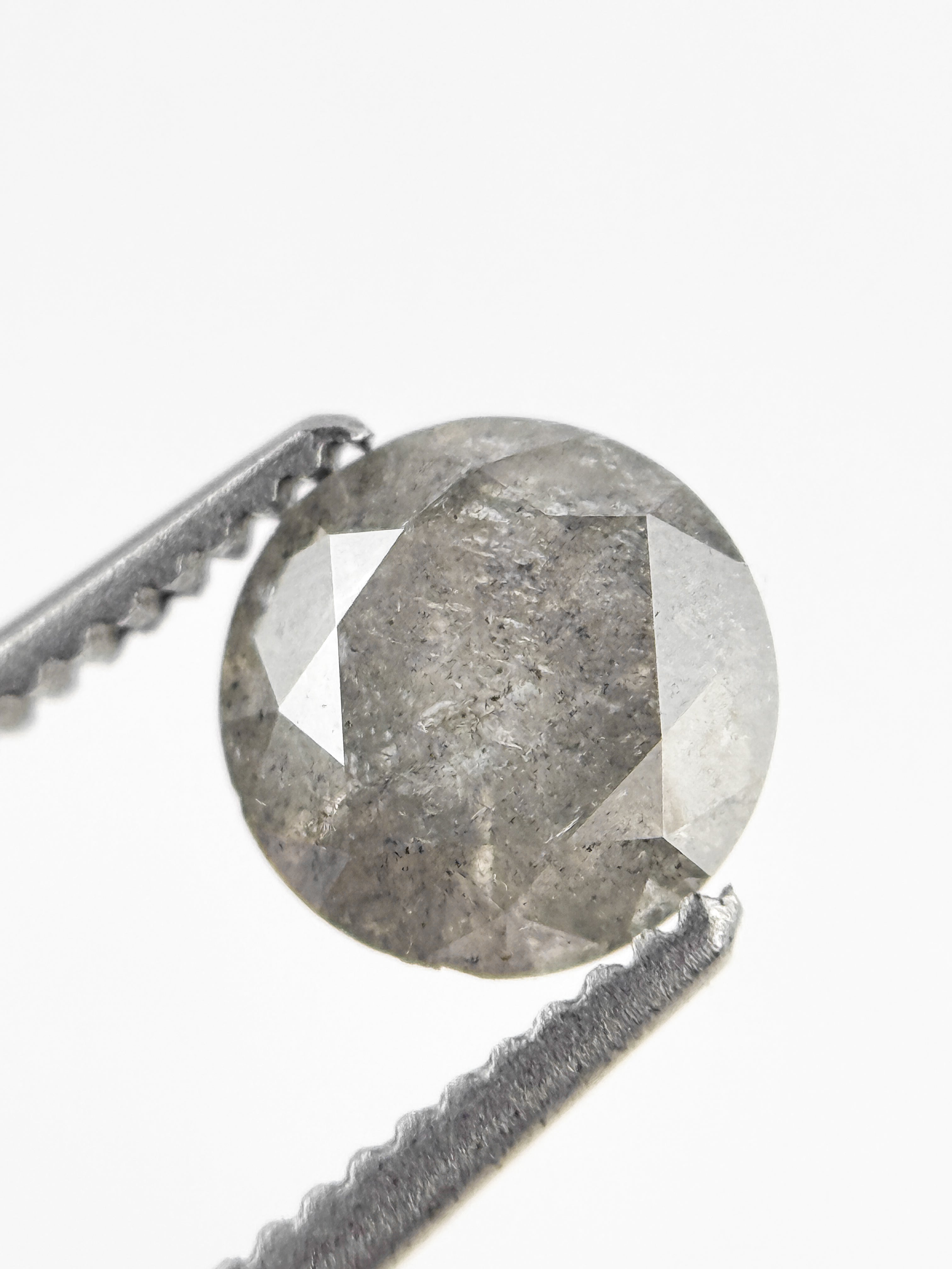 0.90 Ct Round Brilliant Cut Grey Natural Salt and Pepper Diamond