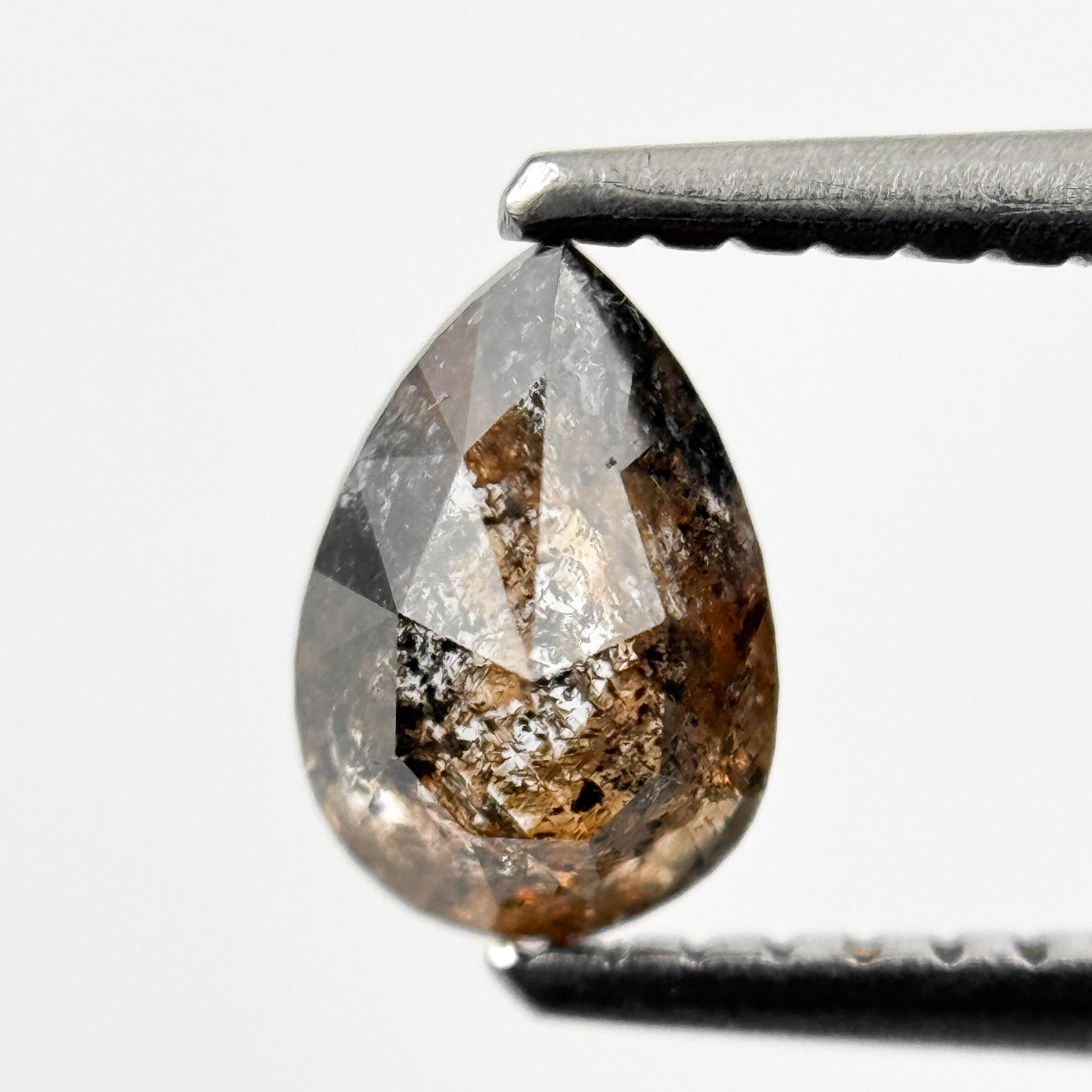 0.73 Ct Pear Rose Cut Orange Natural Galaxy Diamond