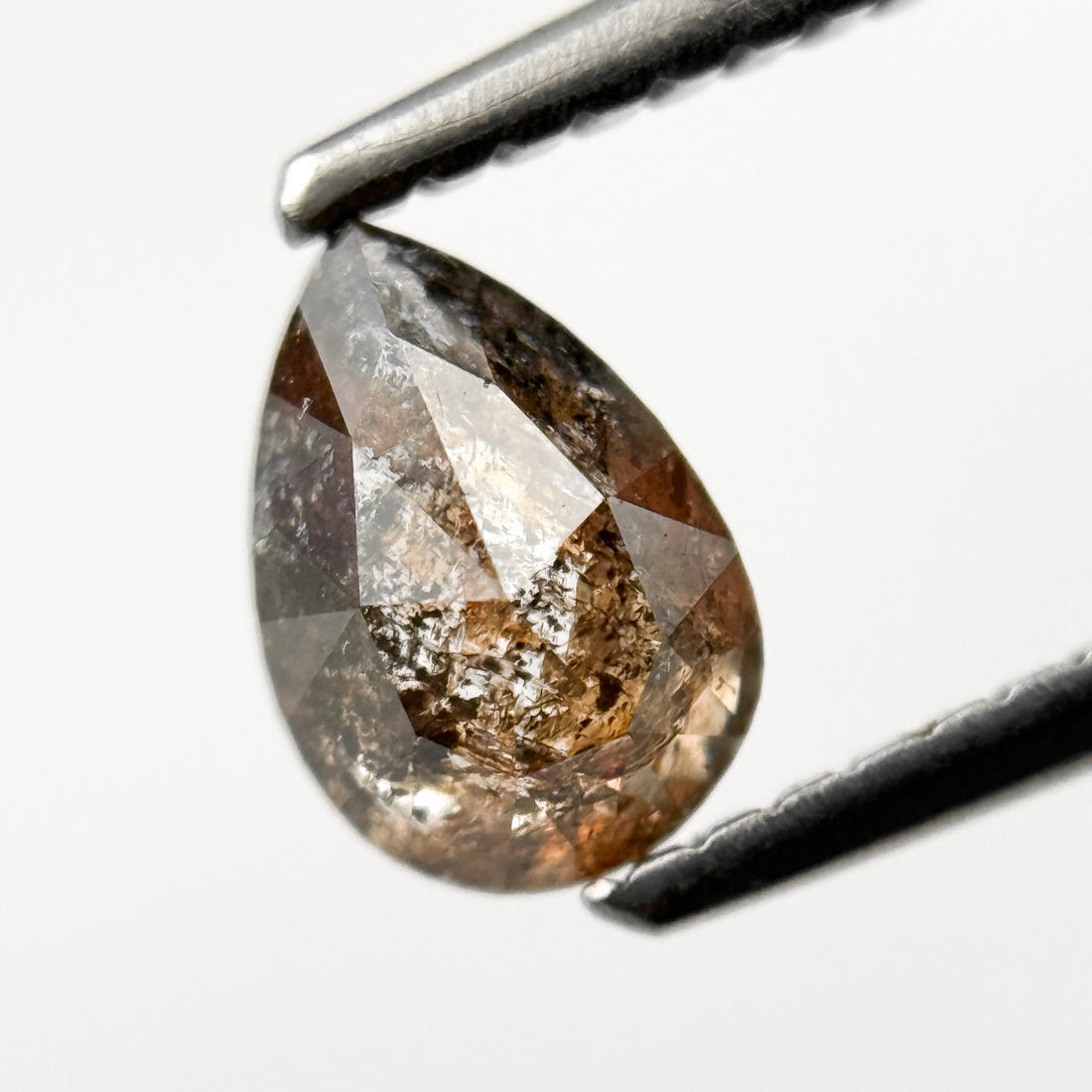 0.73 Ct Pear Rose Cut Orange Natural Galaxy Diamond
