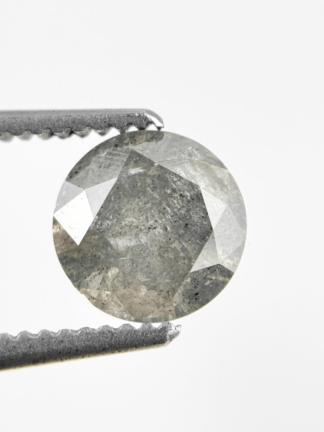0.90 Ct Round Brilliant Cut Grey Natural Salt and Pepper Diamond