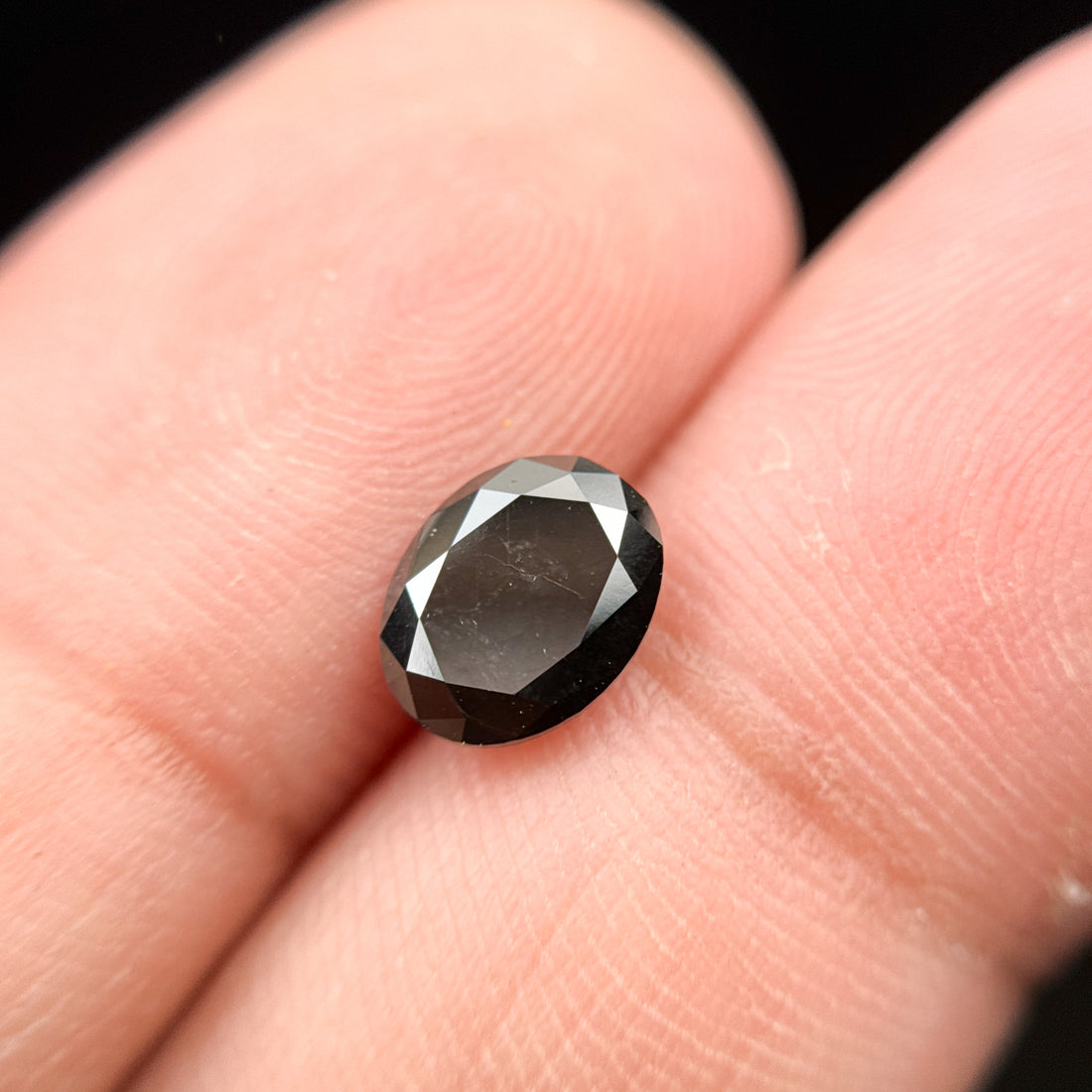 1.38 Ct Oval Rose Cut Black Natural Fancy Diamond