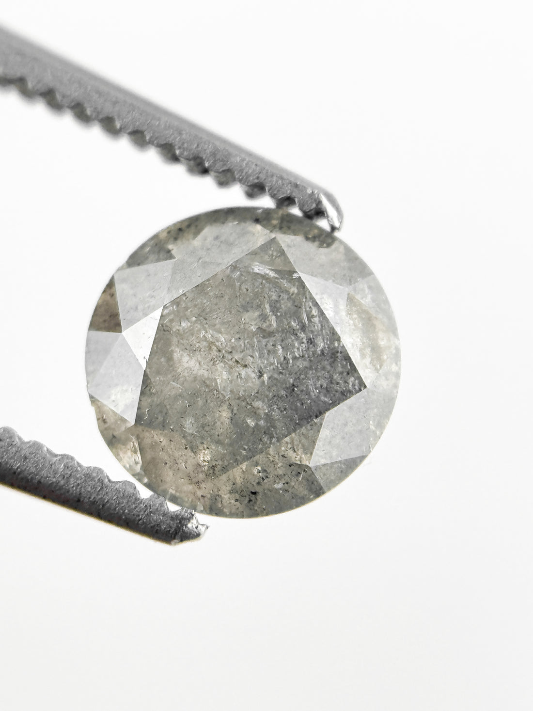 0.90 Ct Round Brilliant Cut Grey Natural Salt and Pepper Diamond