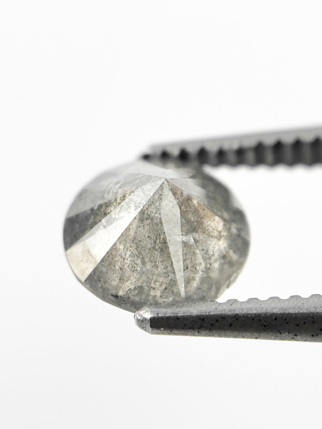 0.90 Ct Round Brilliant Cut Grey Natural Salt and Pepper Diamond