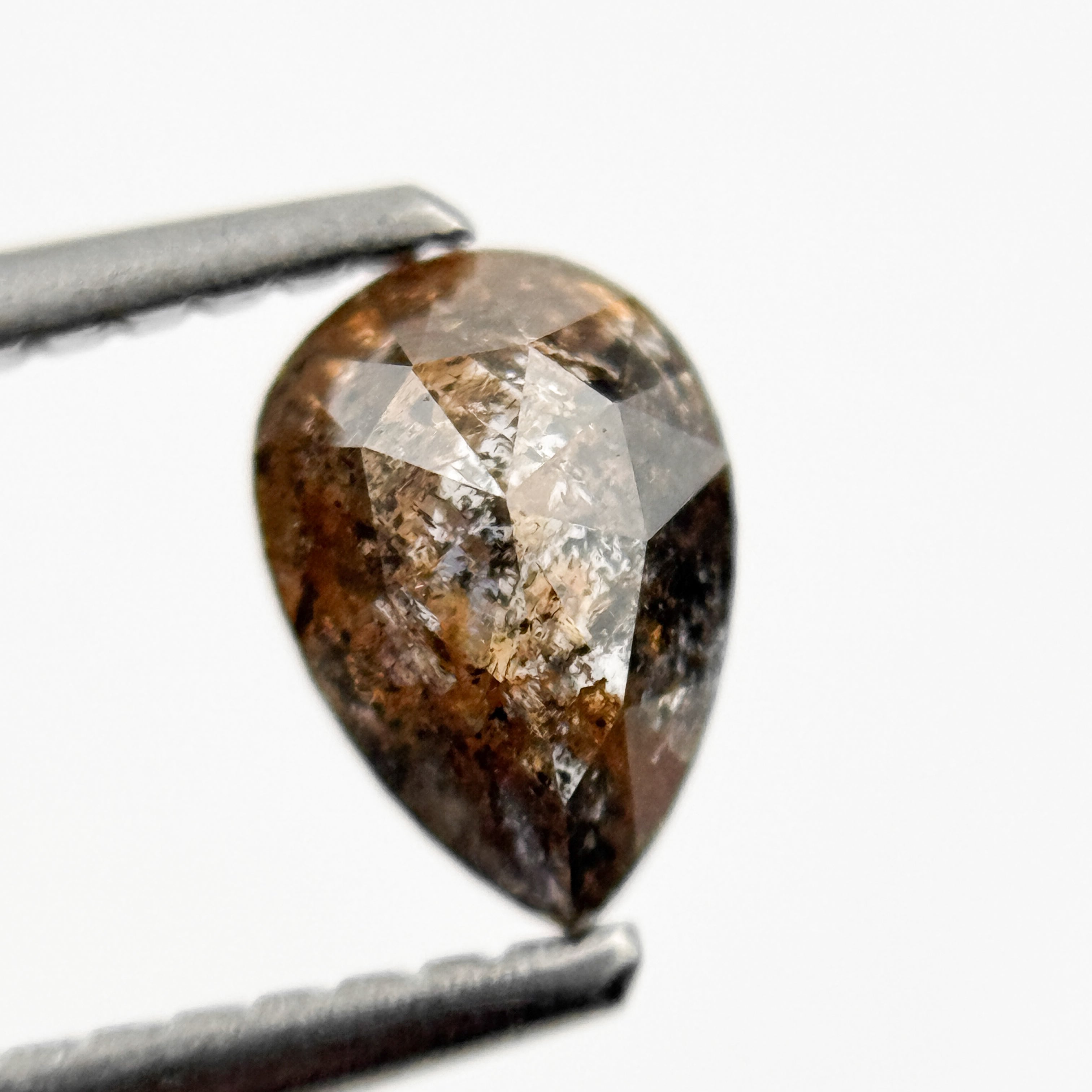 0.73 Ct Pear Rose Cut Orange Natural Galaxy Diamond