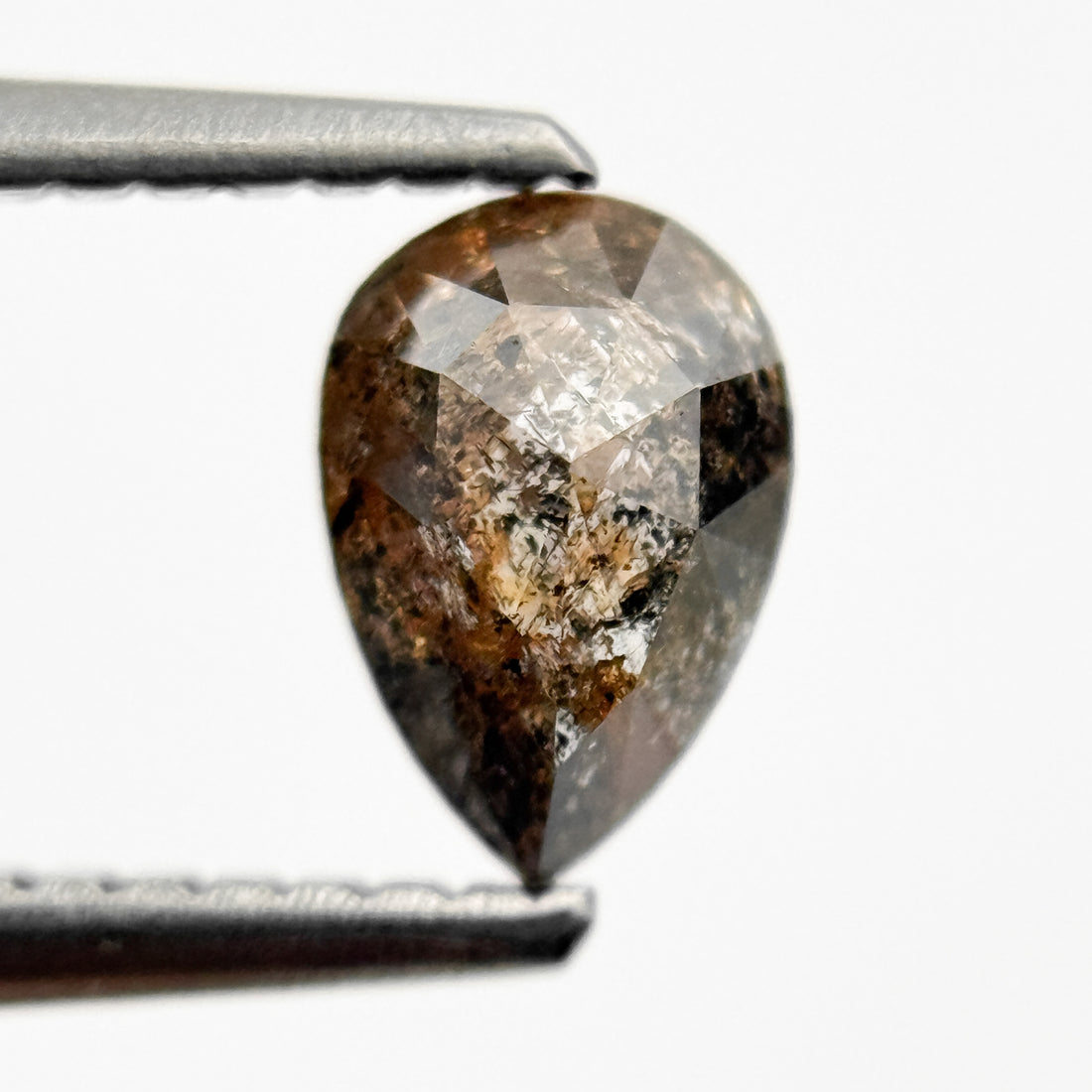 0.73 Ct Pear Rose Cut Orange Natural Galaxy Diamond