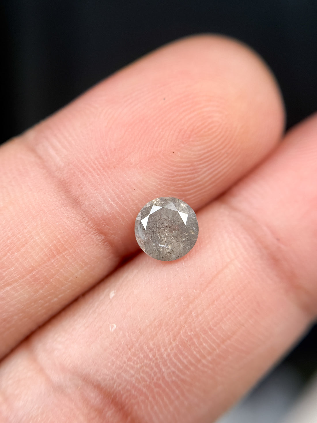 0.90 Ct Round Brilliant Cut Grey Natural Salt and Pepper Diamond