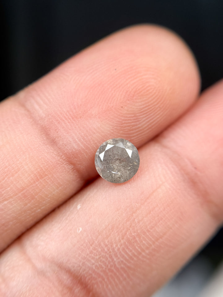 0.90 Ct Round Brilliant Cut Grey Natural Salt and Pepper Diamond