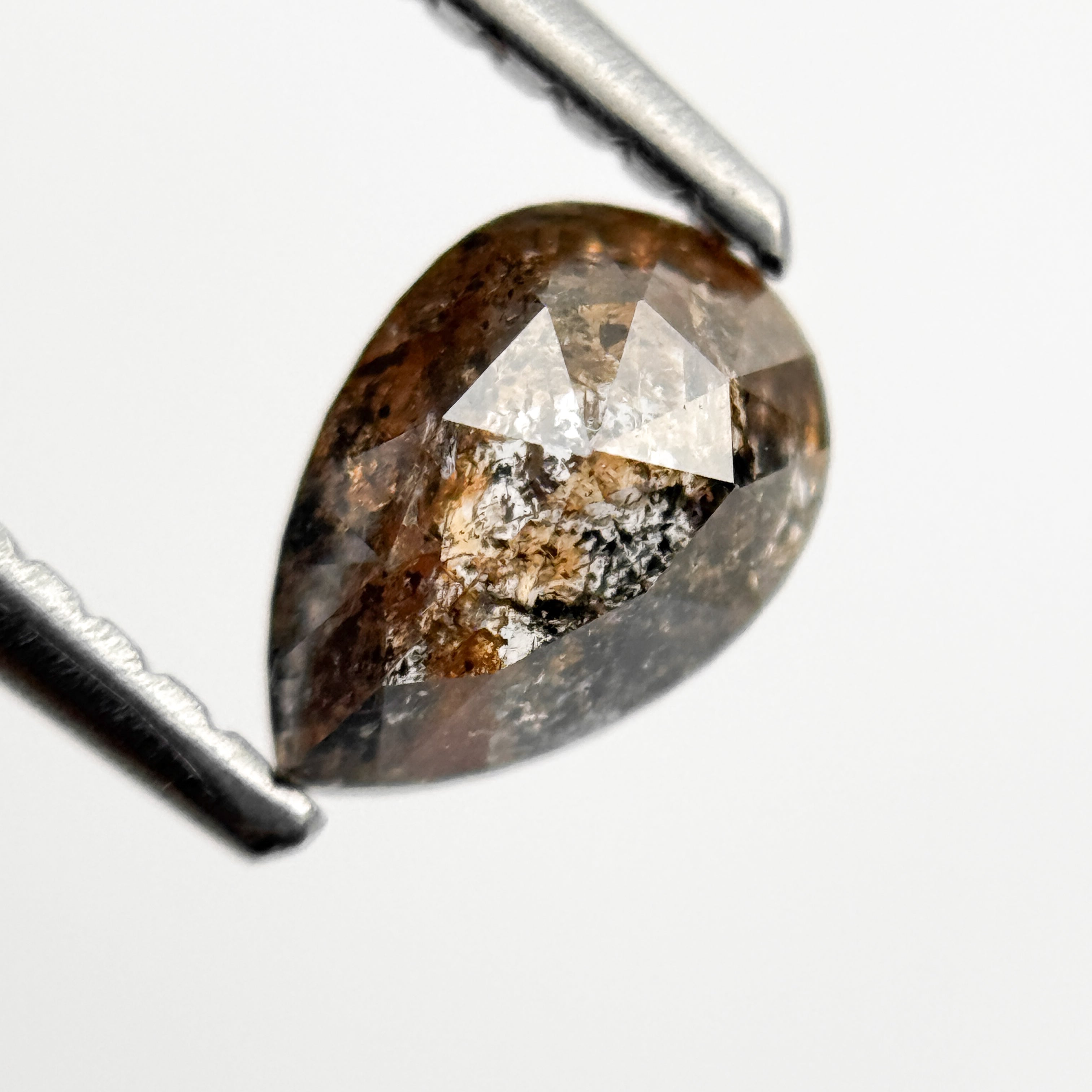 0.73 Ct Pear Rose Cut Orange Natural Galaxy Diamond