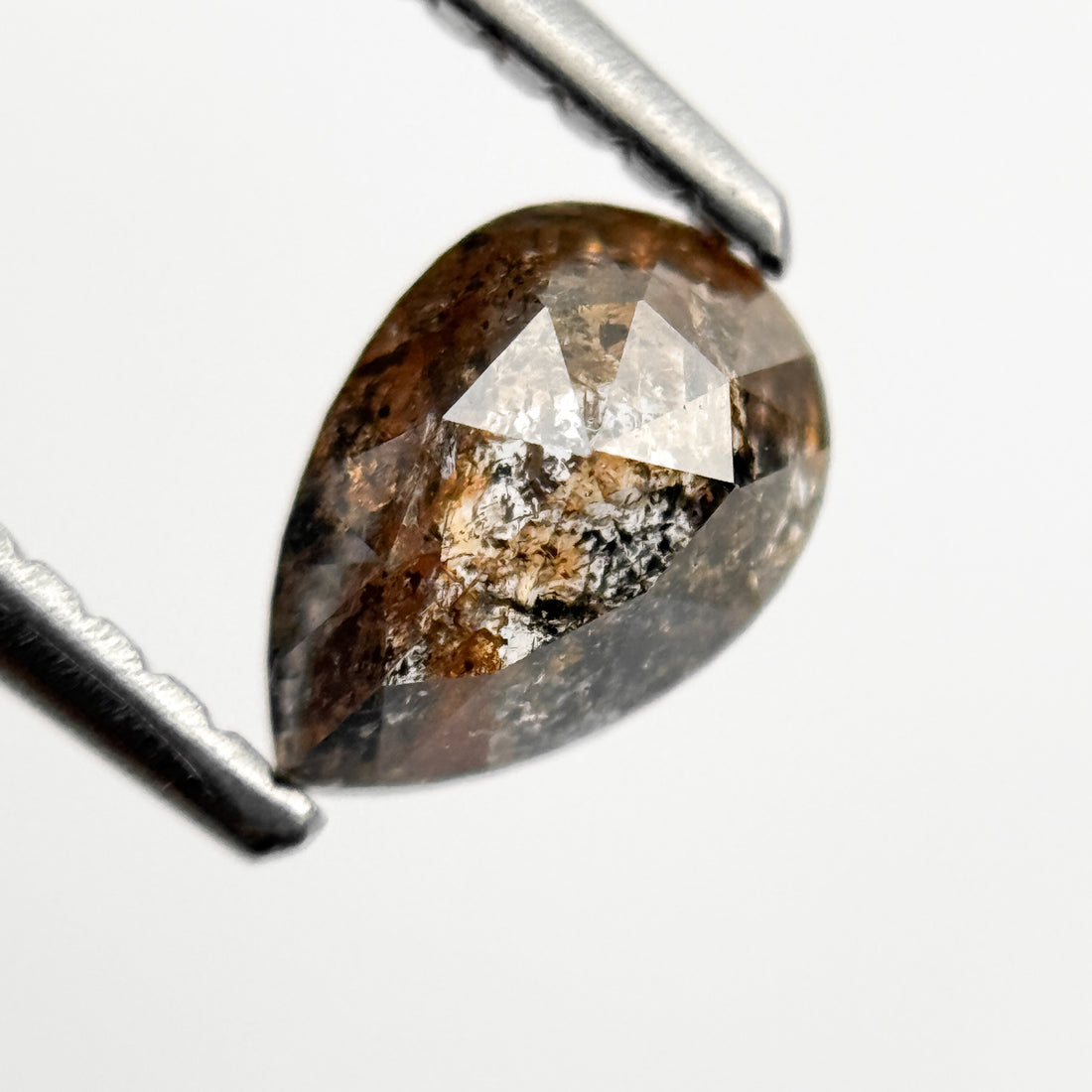 0.73 Ct Pear Rose Cut Orange Natural Galaxy Diamond