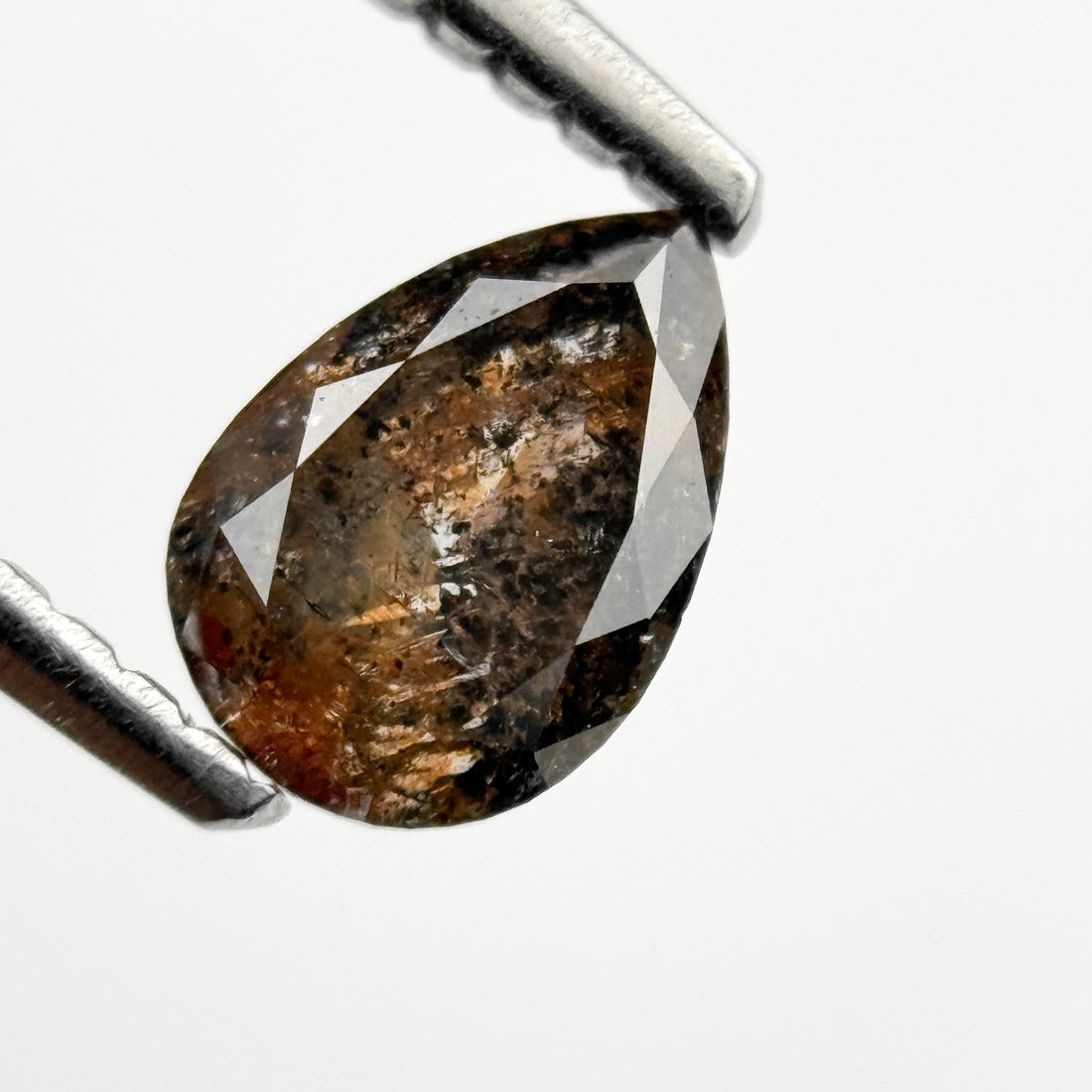0.73 Ct Pear Rose Cut Orange Natural Galaxy Diamond