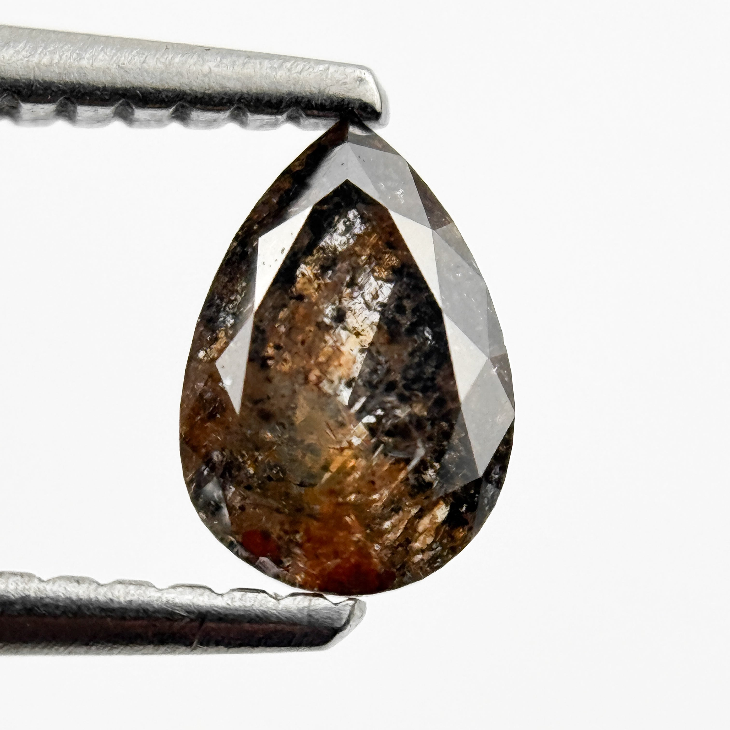 0.73 Ct Pear Rose Cut Orange Natural Galaxy Diamond