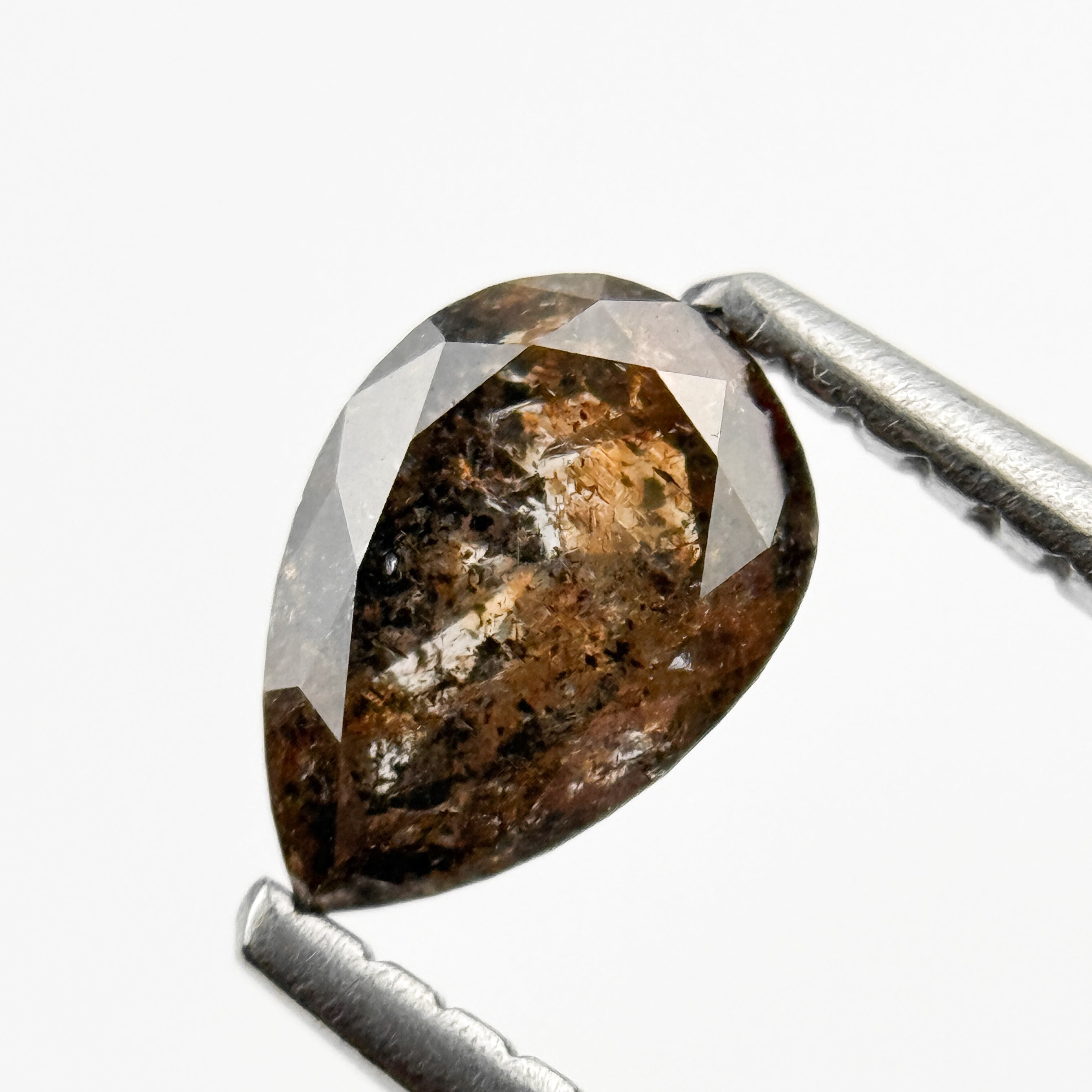 0.73 Ct Pear Rose Cut Orange Natural Galaxy Diamond