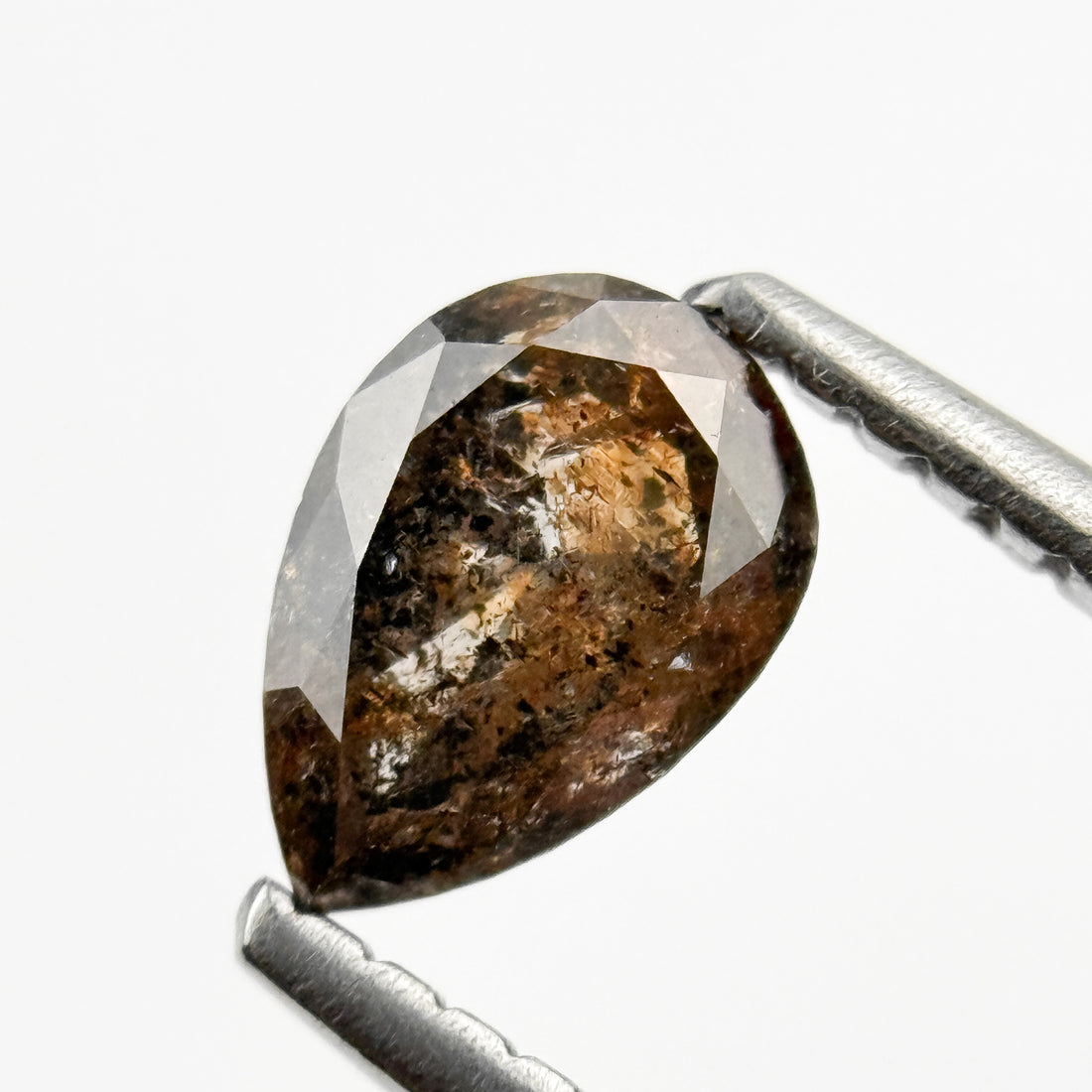 0.73 Ct Pear Rose Cut Orange Natural Galaxy Diamond
