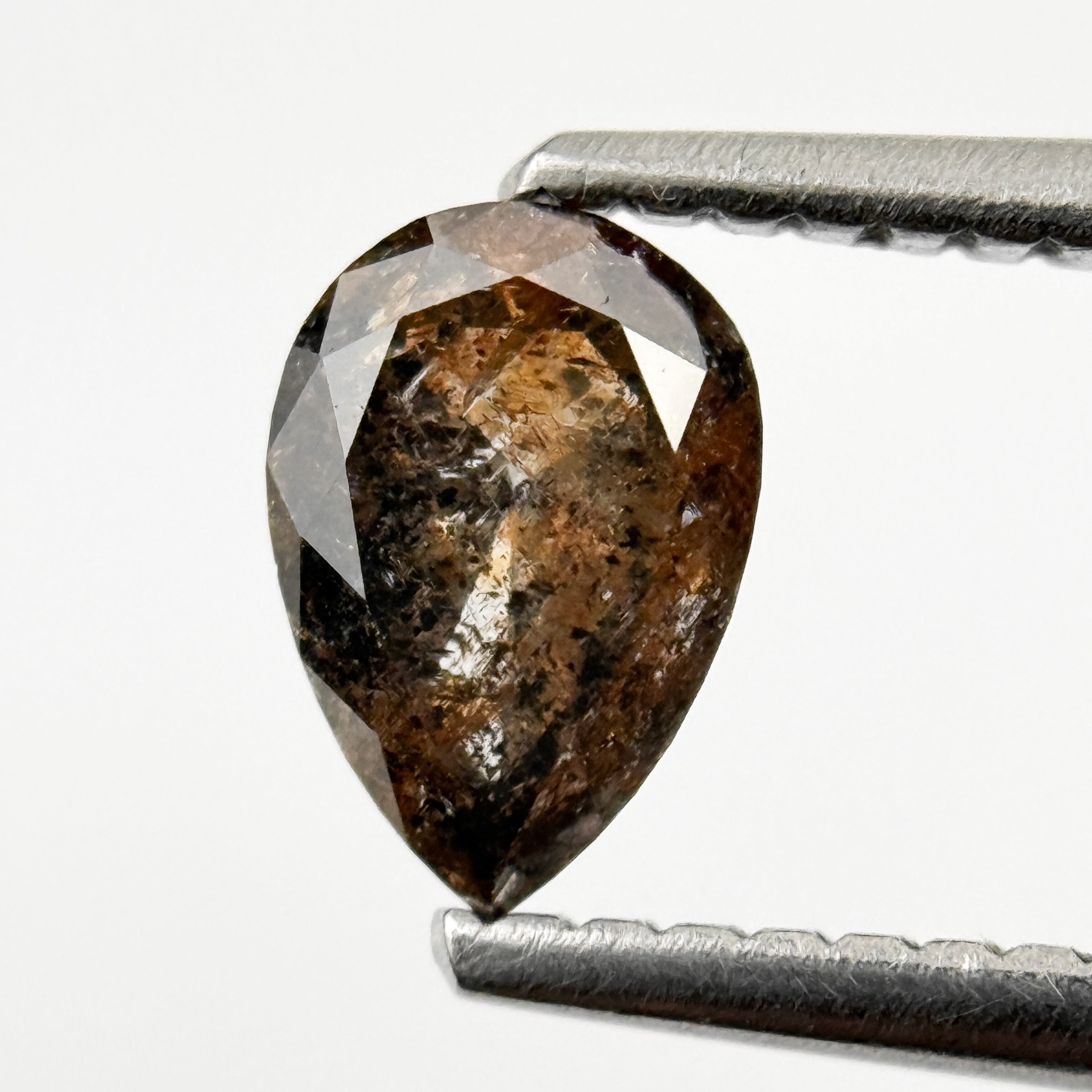 0.73 Ct Pear Rose Cut Orange Natural Galaxy Diamond