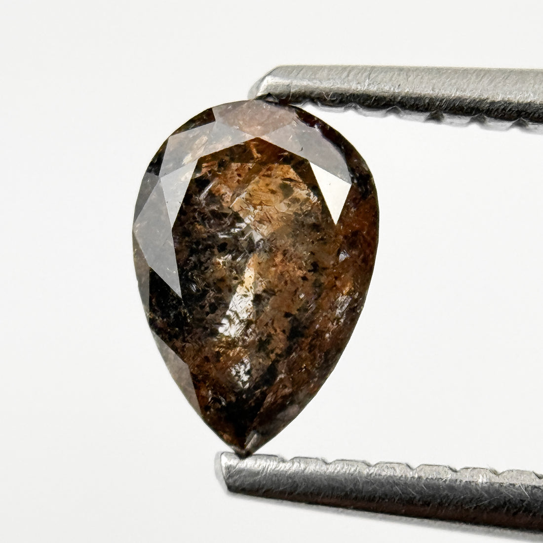 0.73 Ct Pear Rose Cut Orange Natural Galaxy Diamond