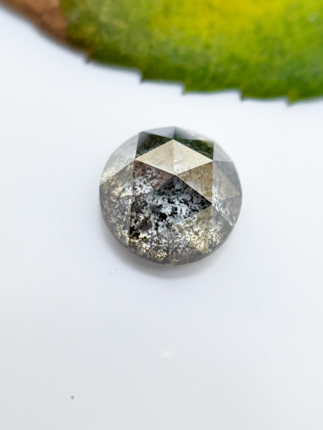 0.59 Ct Round Rose Cut Grey Natural Salt and Pepper Diamond