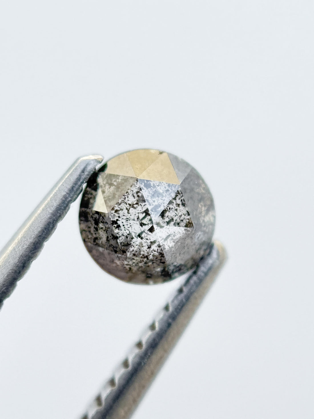 0.59 Ct Round Rose Cut Grey Natural Salt and Pepper Diamond