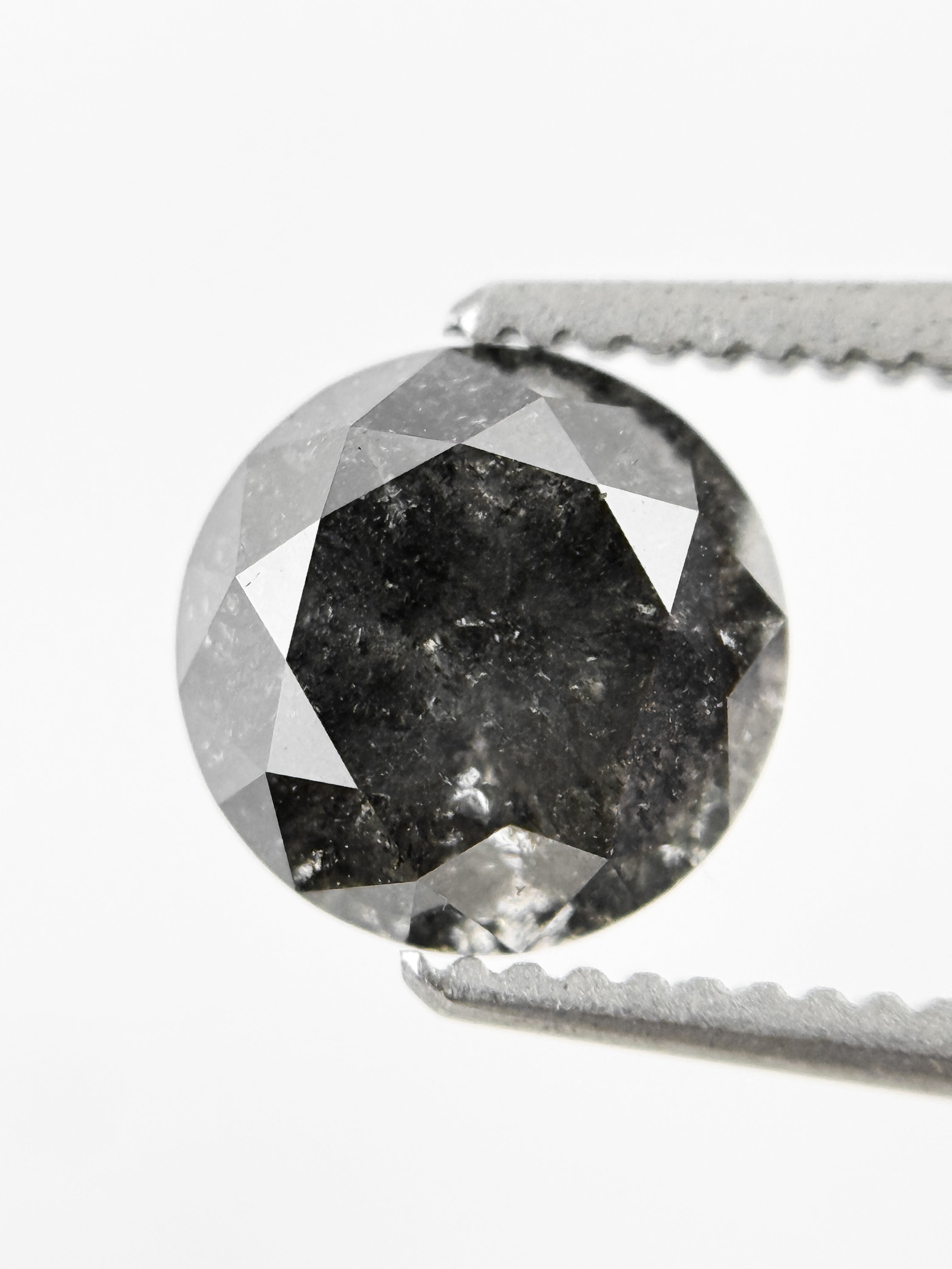 1.49 Ct Round Brilliant Cut Black Natural Galaxy Diamond