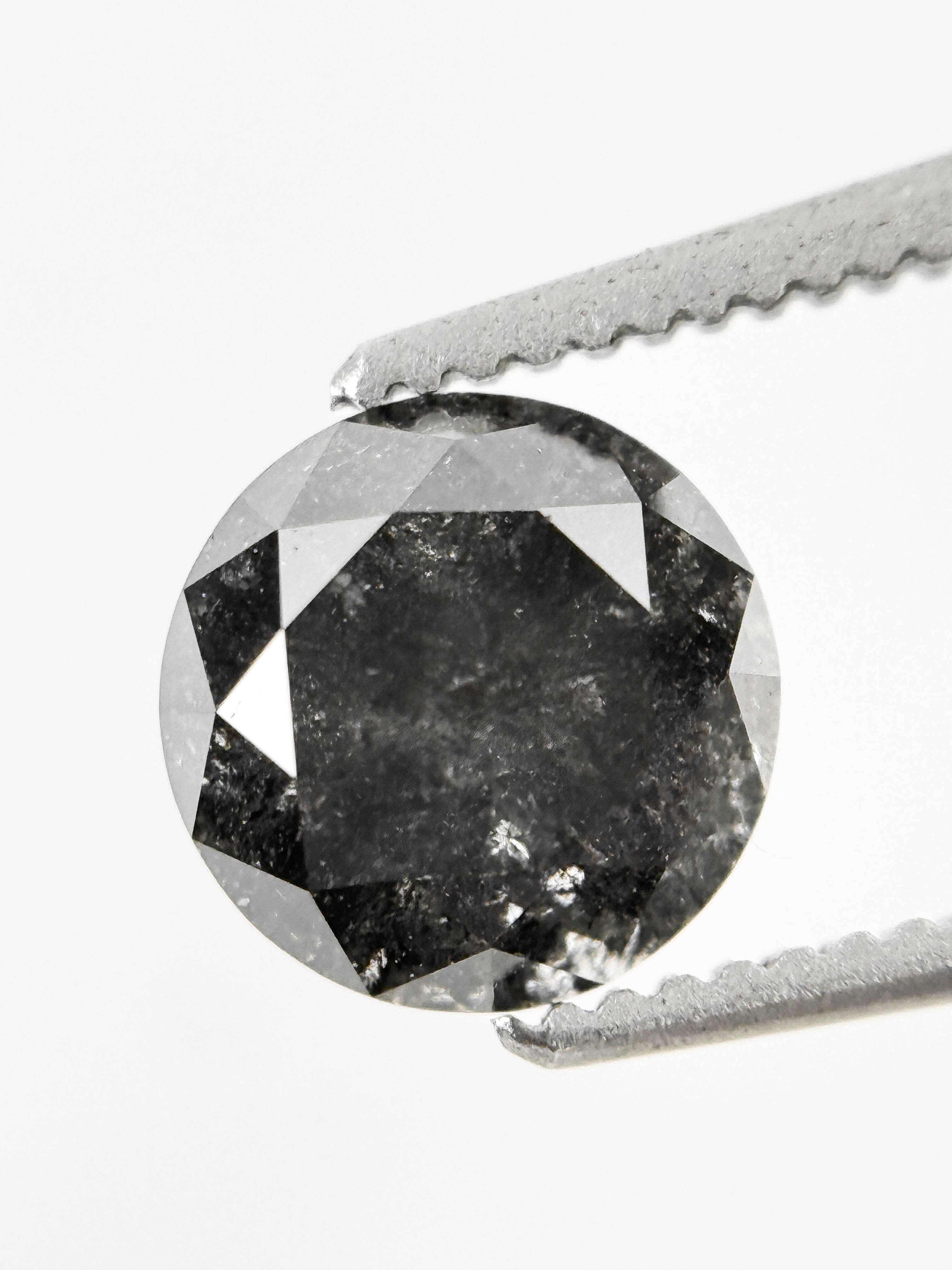 1.49 Ct Round Brilliant Cut Black Natural Galaxy Diamond